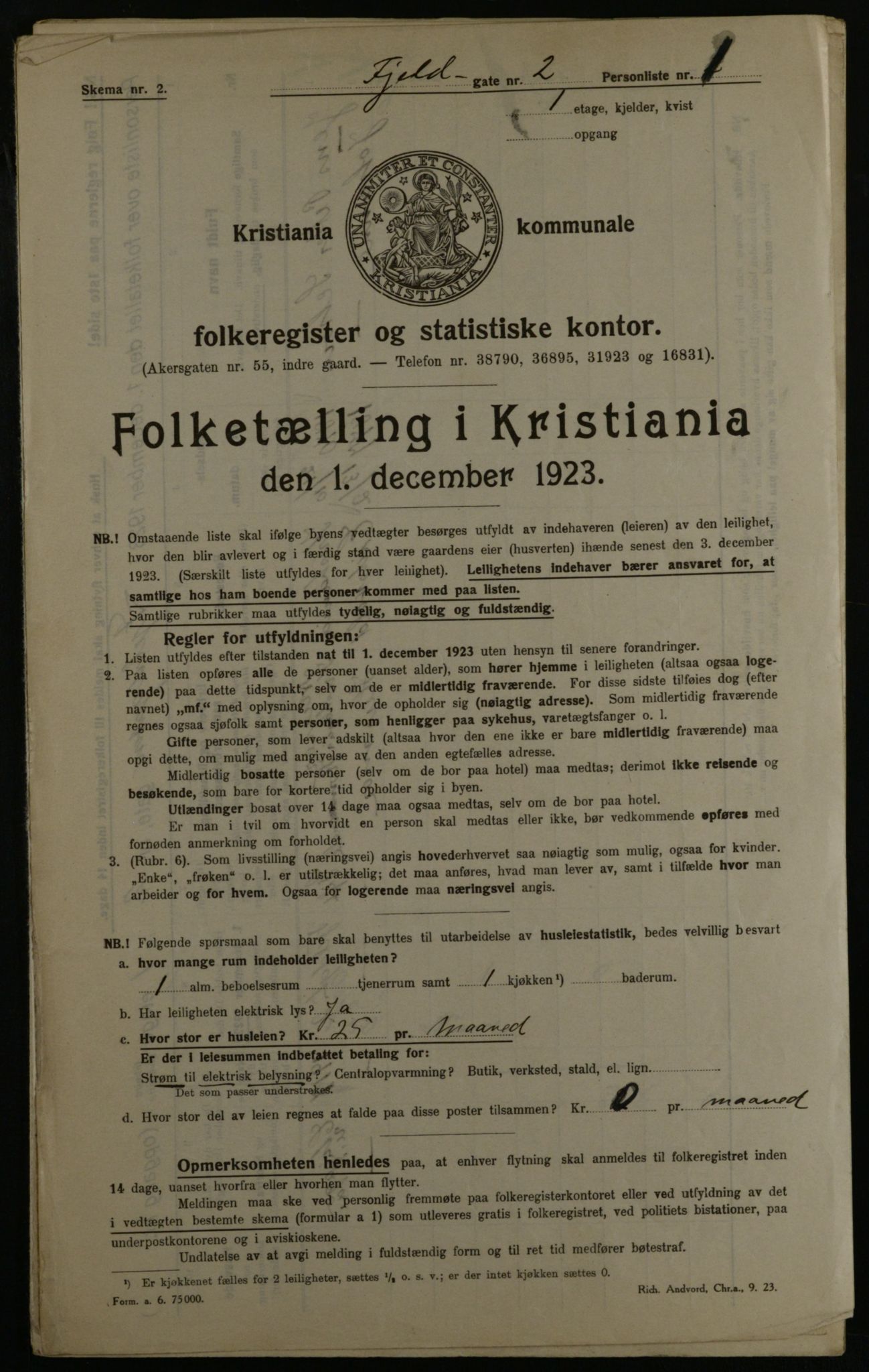 OBA, Kommunal folketelling 1.12.1923 for Kristiania, 1923, s. 27385