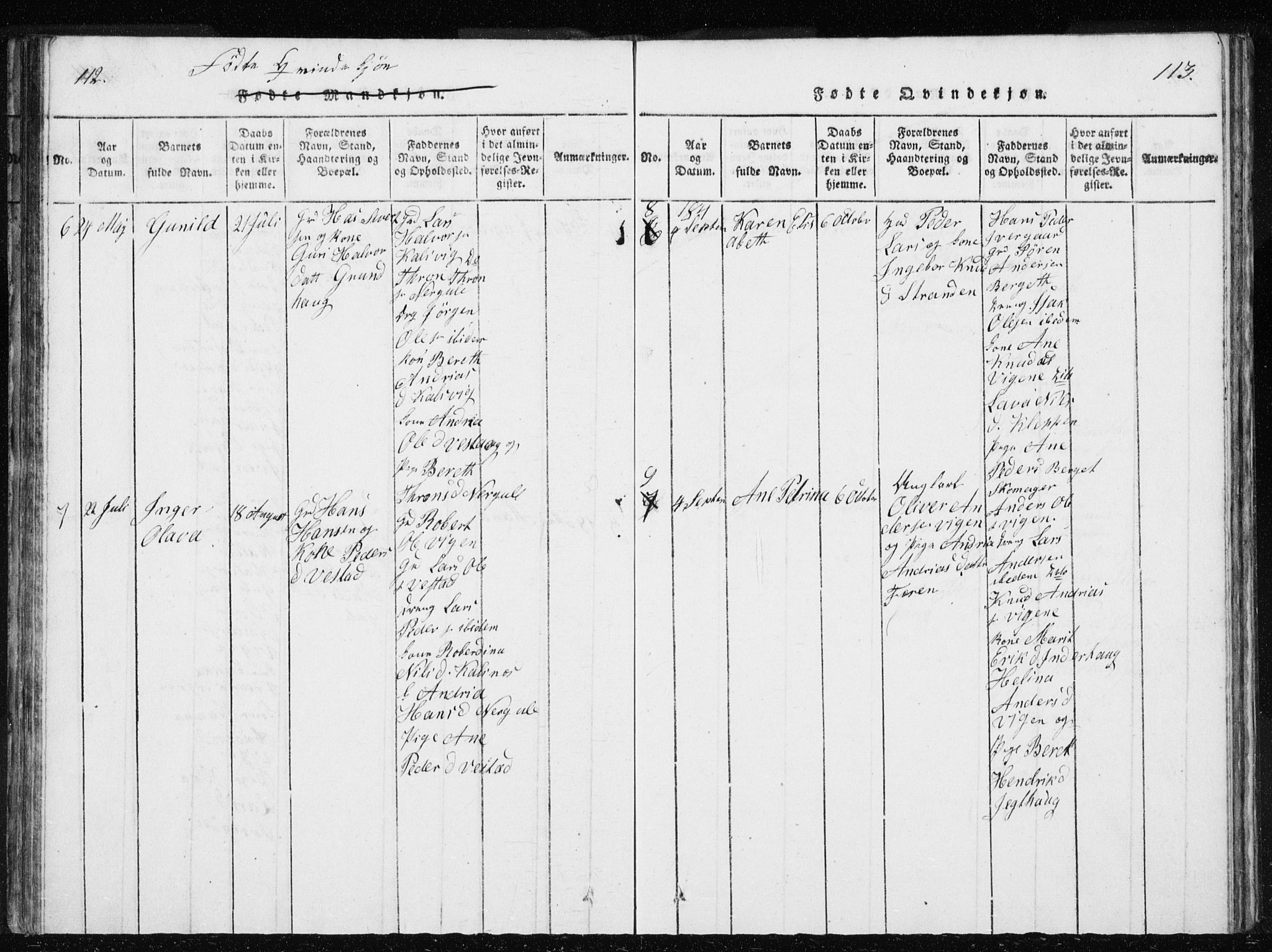 Ministerialprotokoller, klokkerbøker og fødselsregistre - Møre og Romsdal, AV/SAT-A-1454/566/L0772: Klokkerbok nr. 566C01, 1818-1845, s. 112-113