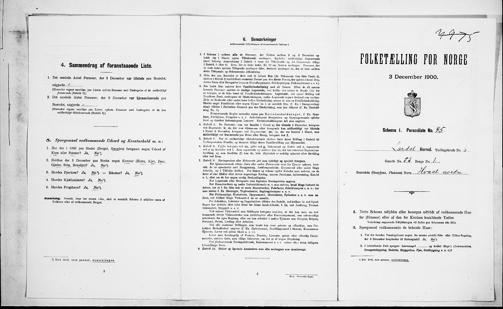 RA, Folketelling 1900 for 0728 Lardal herred, 1900, s. 894