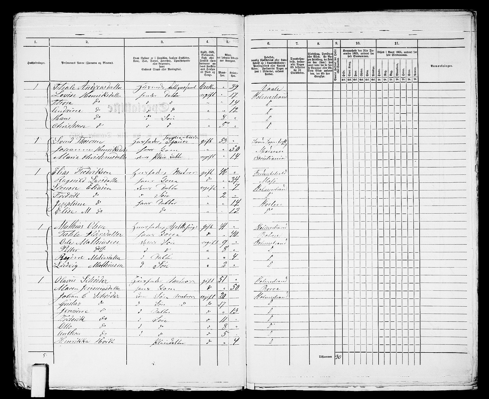 RA, Folketelling 1865 for 0702B Botne prestegjeld, Holmestrand kjøpstad, 1865, s. 432