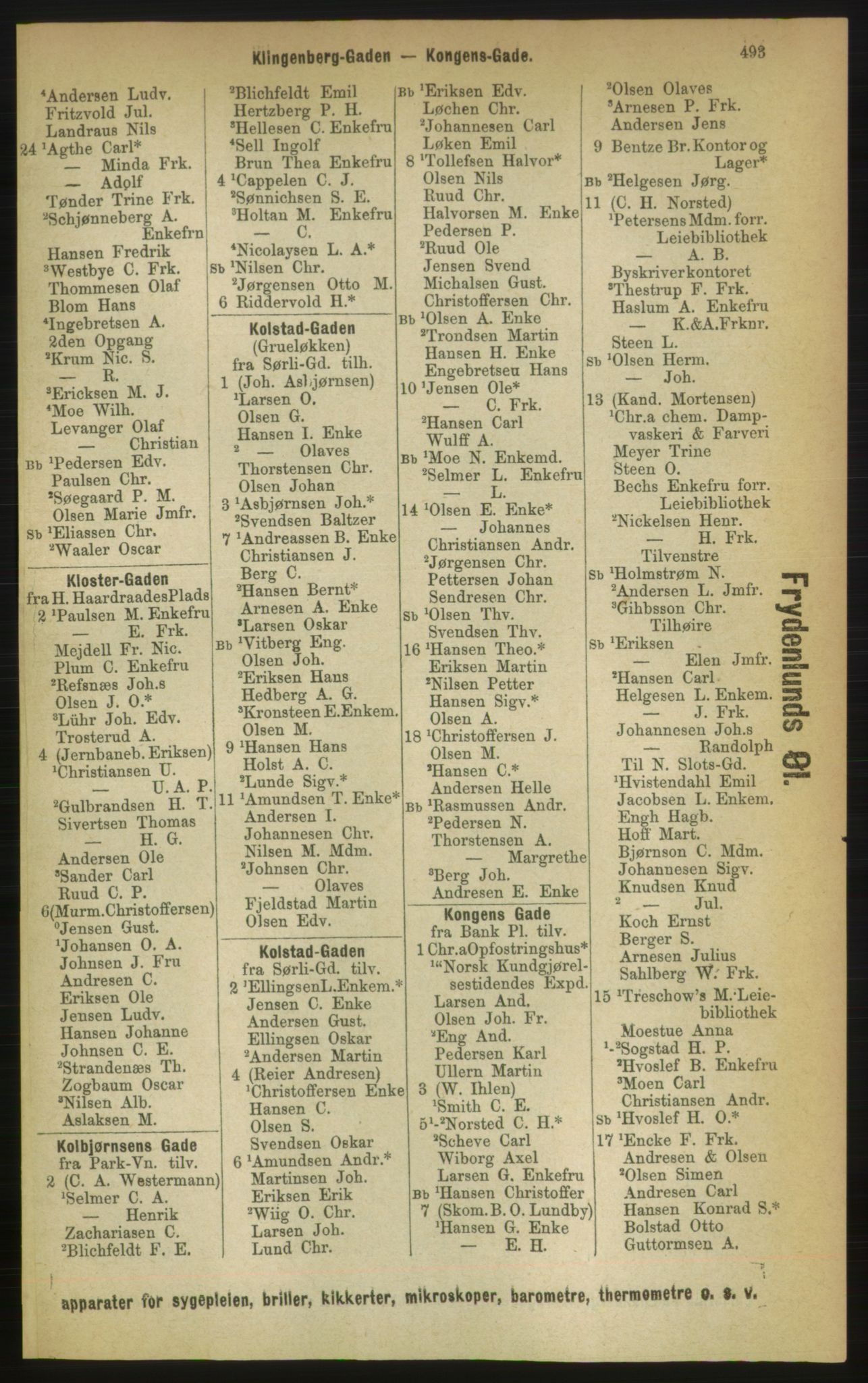 Kristiania/Oslo adressebok, PUBL/-, 1889, s. 493