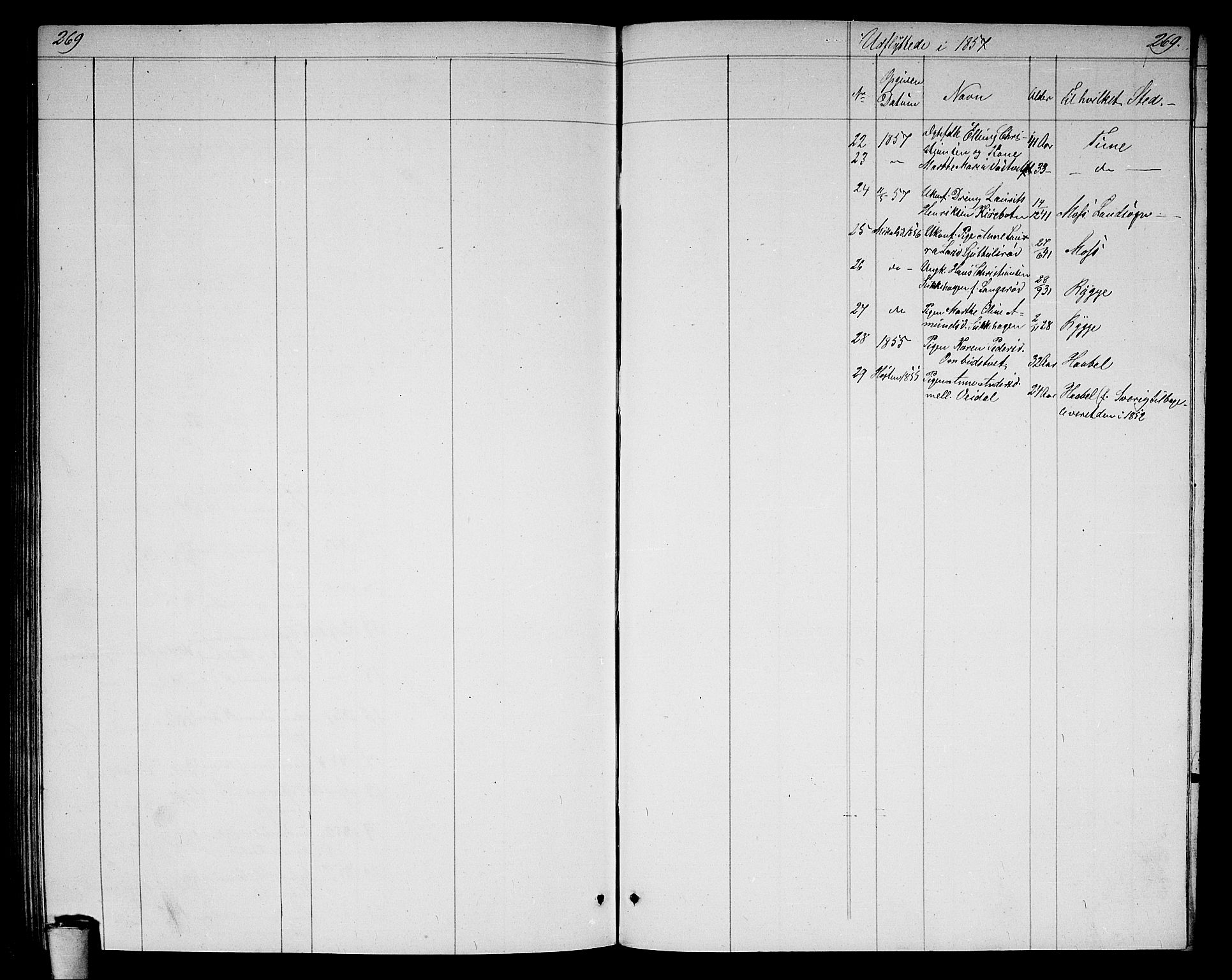 Våler prestekontor Kirkebøker, AV/SAO-A-11083/G/Ga/L0002: Klokkerbok nr. I 2, 1839-1860, s. 269