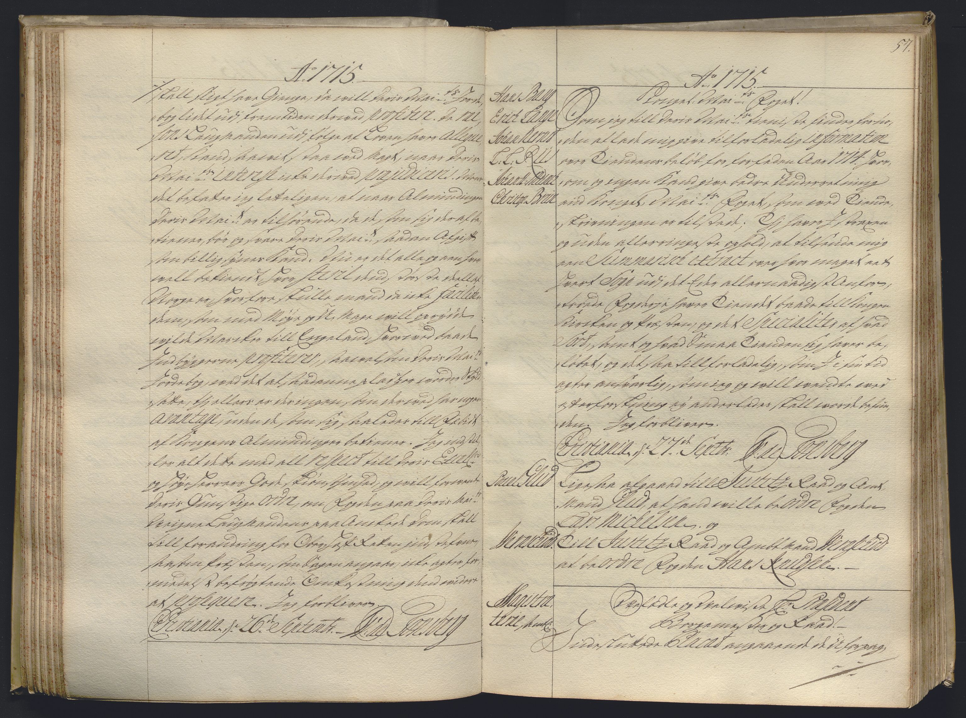 Kristiania stiftamt, AV/SAO-A-10386/B/Ba/L0004: Kopibok, 1715-1717, s. 56b-57a