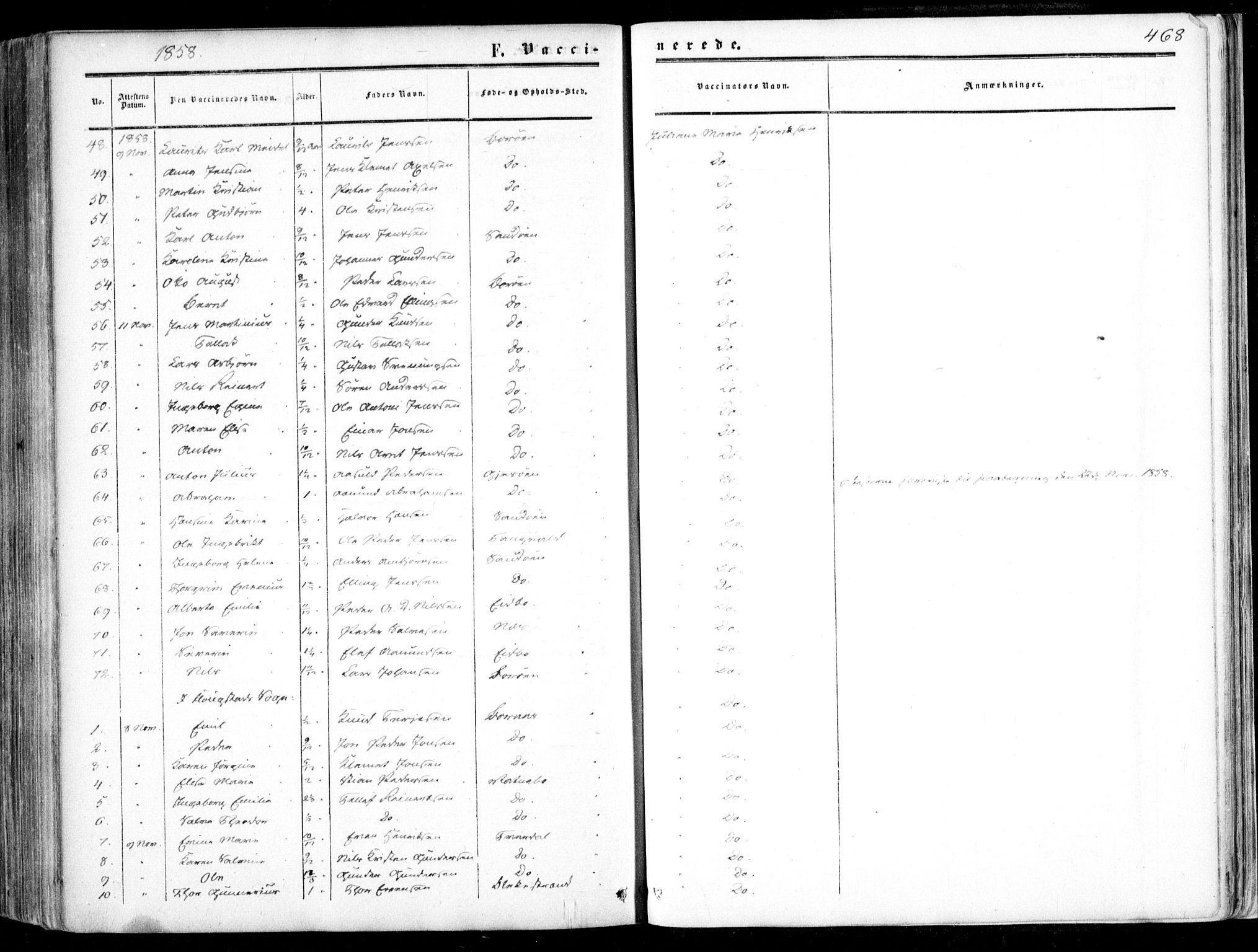 Dypvåg sokneprestkontor, SAK/1111-0007/F/Fa/Faa/L0006: Ministerialbok nr. A 6, 1855-1872, s. 468