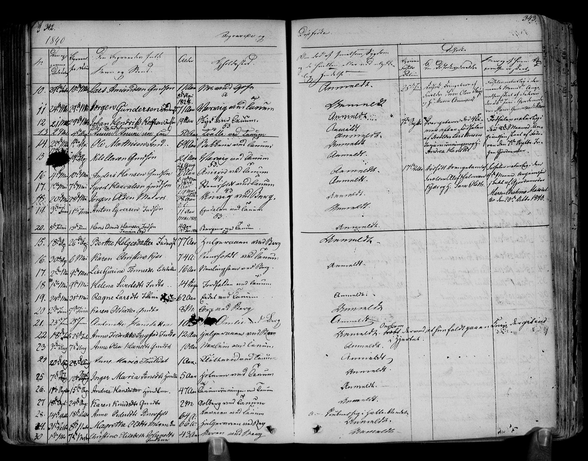 Brunlanes kirkebøker, AV/SAKO-A-342/F/Fa/L0003: Ministerialbok nr. I 3, 1834-1845, s. 342-343