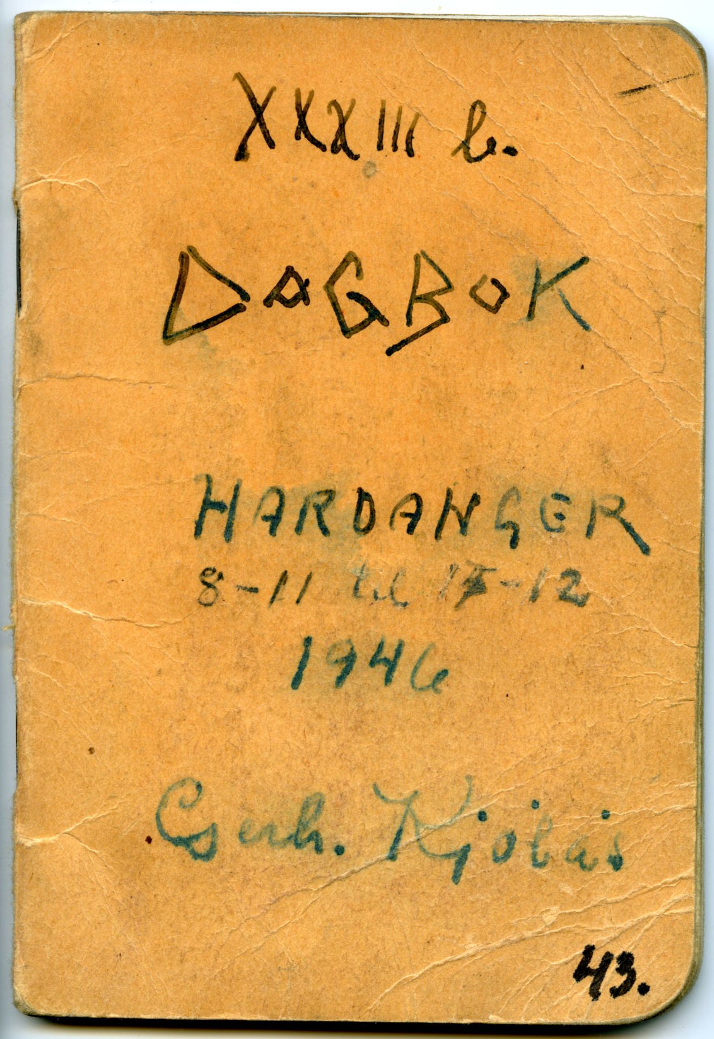 Gerhard Kjølås-arkivet, FMFB/A-1081/F/L0043: Bok XXXIIIb, 1946