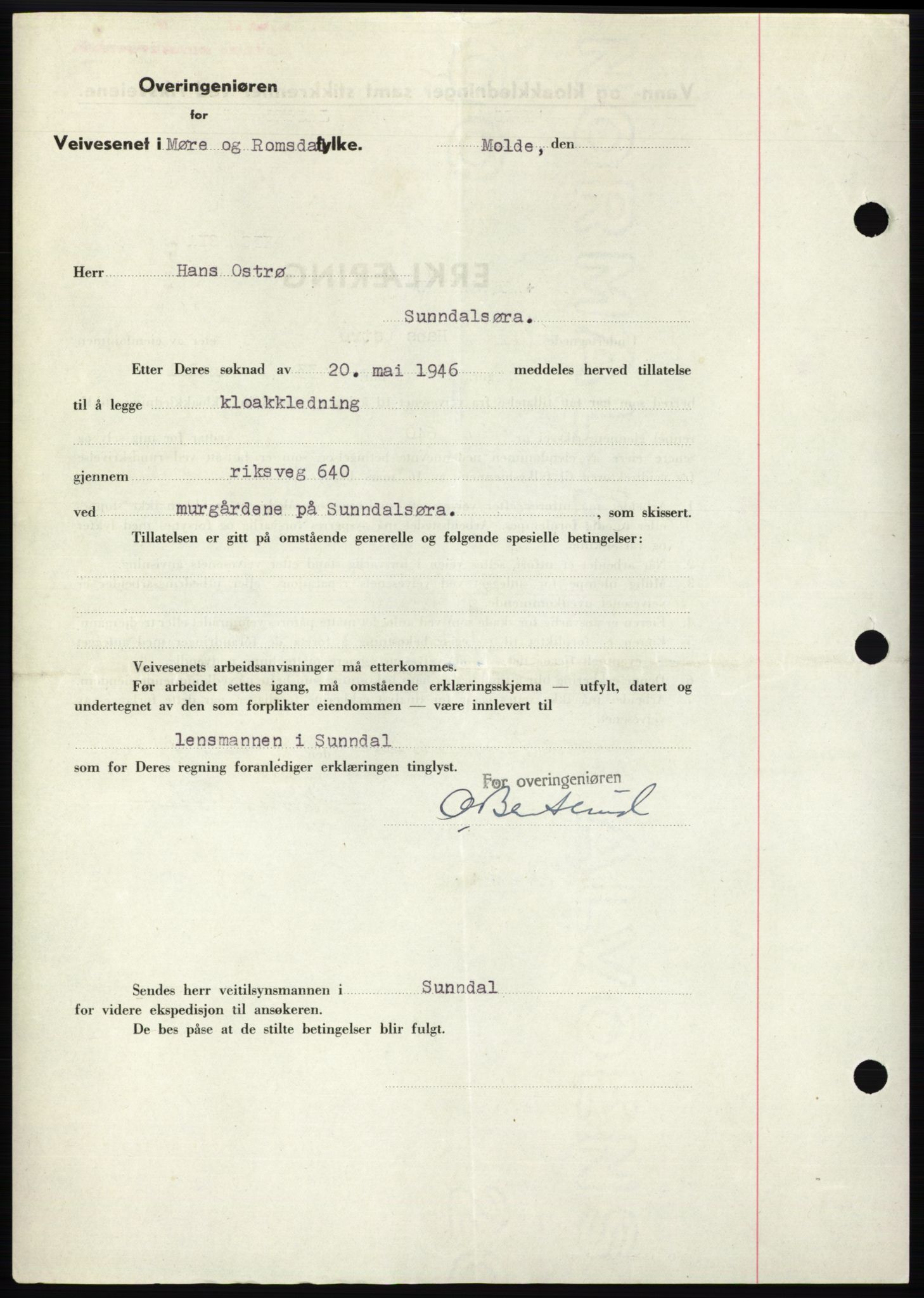 Nordmøre sorenskriveri, AV/SAT-A-4132/1/2/2Ca: Pantebok nr. B94, 1946-1946, Dagboknr: 1009/1946