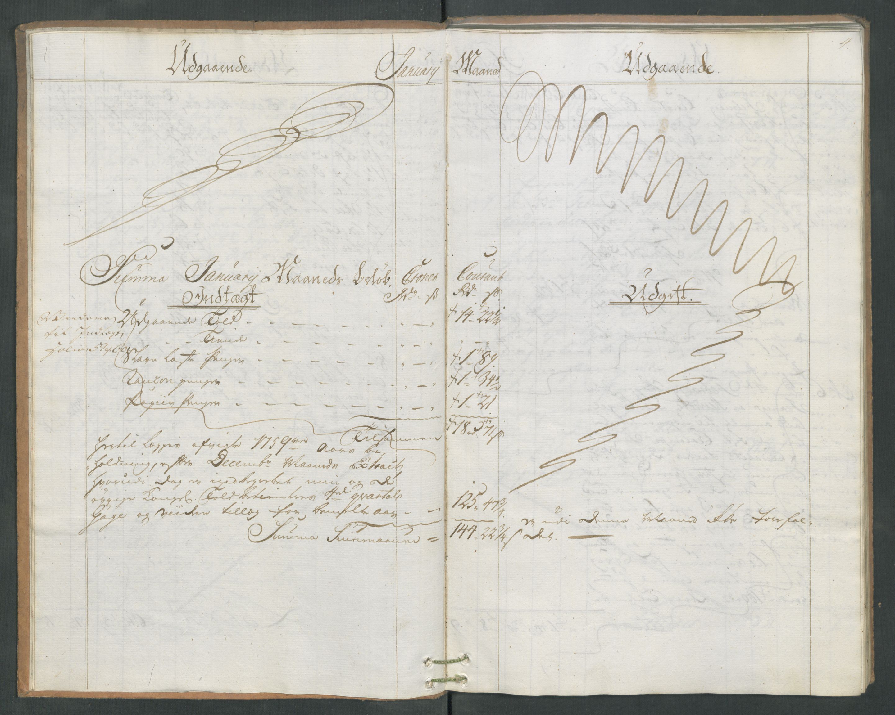 Generaltollkammeret, tollregnskaper, AV/RA-EA-5490/R19/L0019/0005: Tollregnskaper Flekkefjord / Utgående hovedtollbok, 1760