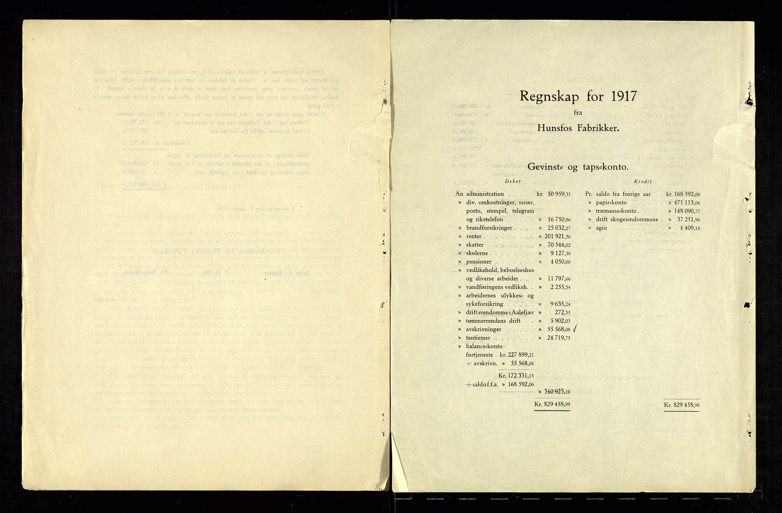 Hunsfos fabrikker, AV/SAK-D/1440/01/L0001/0003: Vedtekter, anmeldelser og årsberetninger / Årsberetninger og regnskap, 1918-1989, s. 3