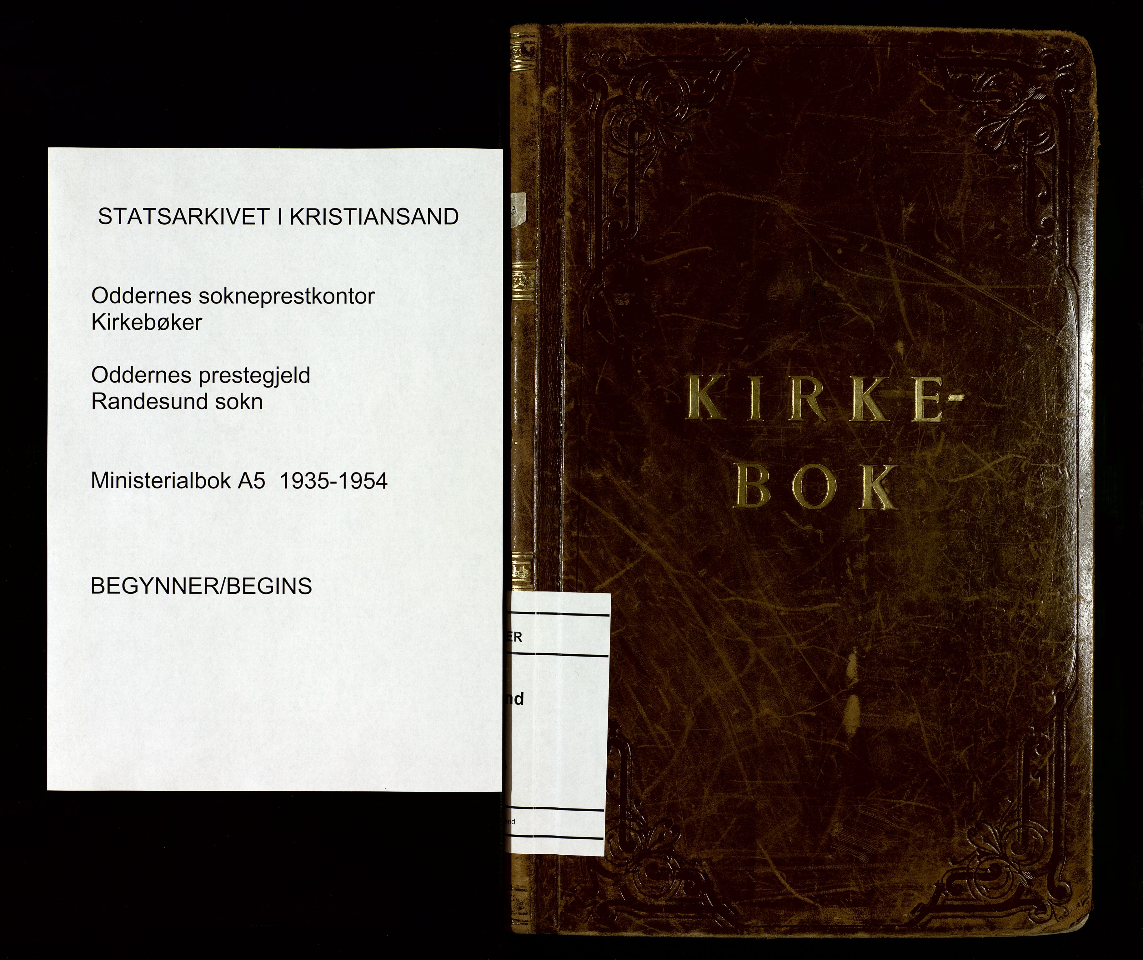 Oddernes sokneprestkontor, SAK/1111-0033/F/Fa/Fab/L0005: Ministerialbok nr. A 5, 1935-1954