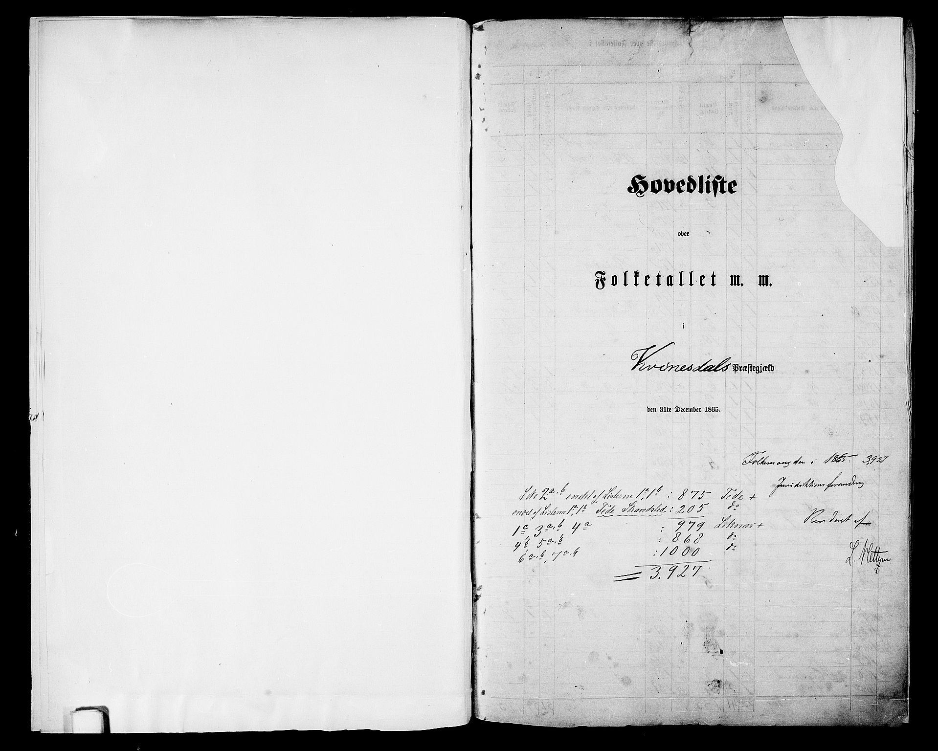 RA, Folketelling 1865 for 1037P Kvinesdal prestegjeld, 1865, s. 5