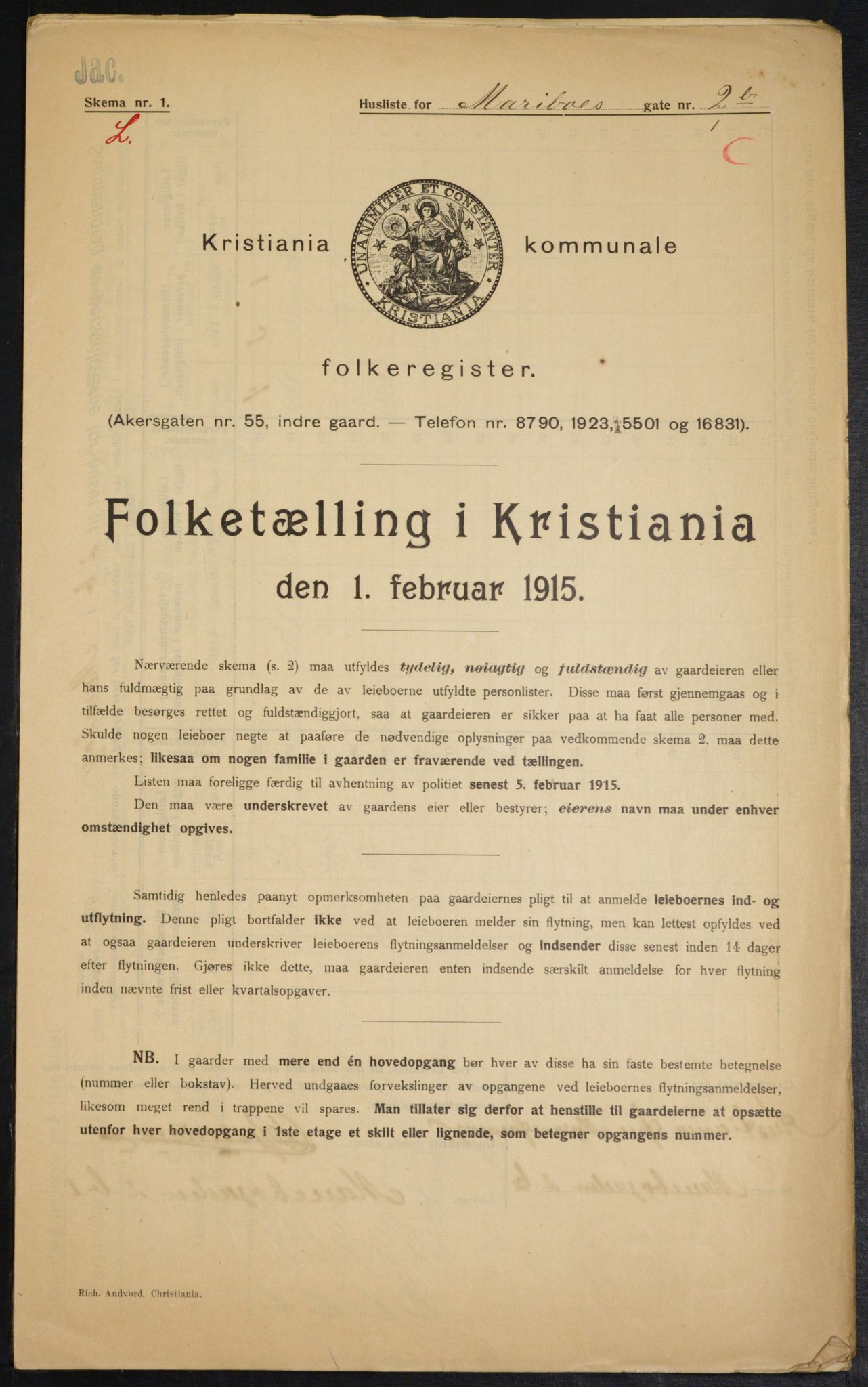 OBA, Kommunal folketelling 1.2.1915 for Kristiania, 1915, s. 59788
