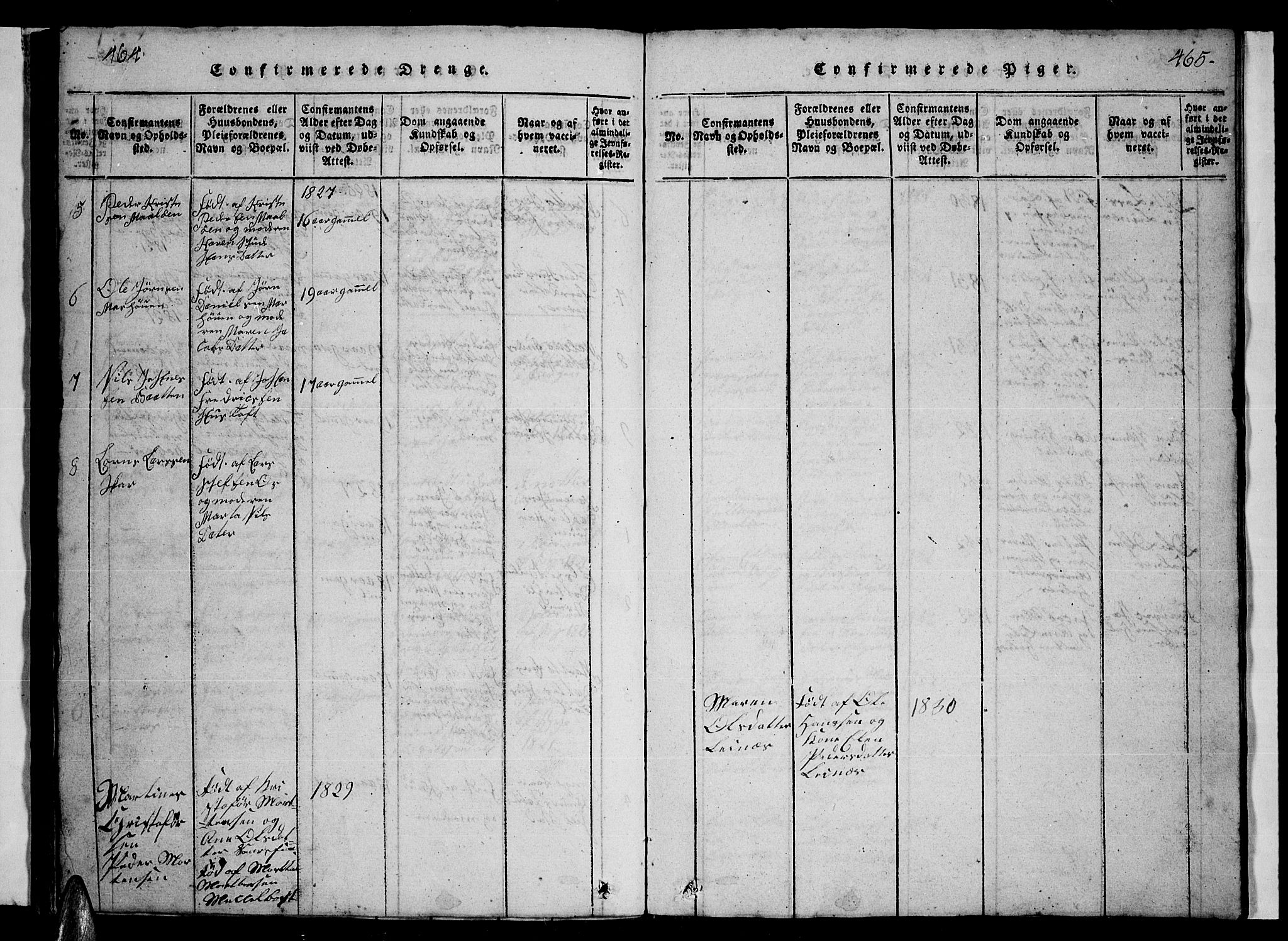 Ministerialprotokoller, klokkerbøker og fødselsregistre - Nordland, AV/SAT-A-1459/857/L0826: Klokkerbok nr. 857C01, 1821-1852, s. 464-465