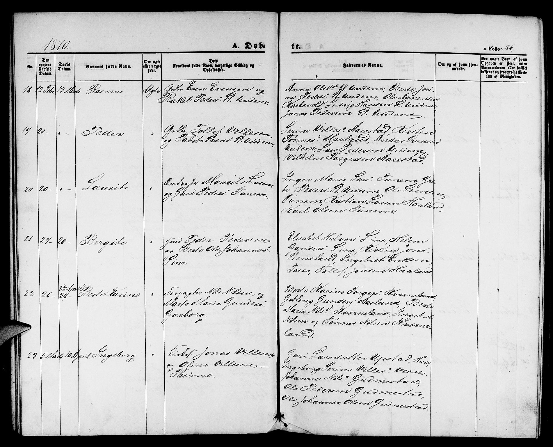 Lye sokneprestkontor, AV/SAST-A-101794/001/30BB/L0004: Klokkerbok nr. B 4, 1868-1878, s. 26