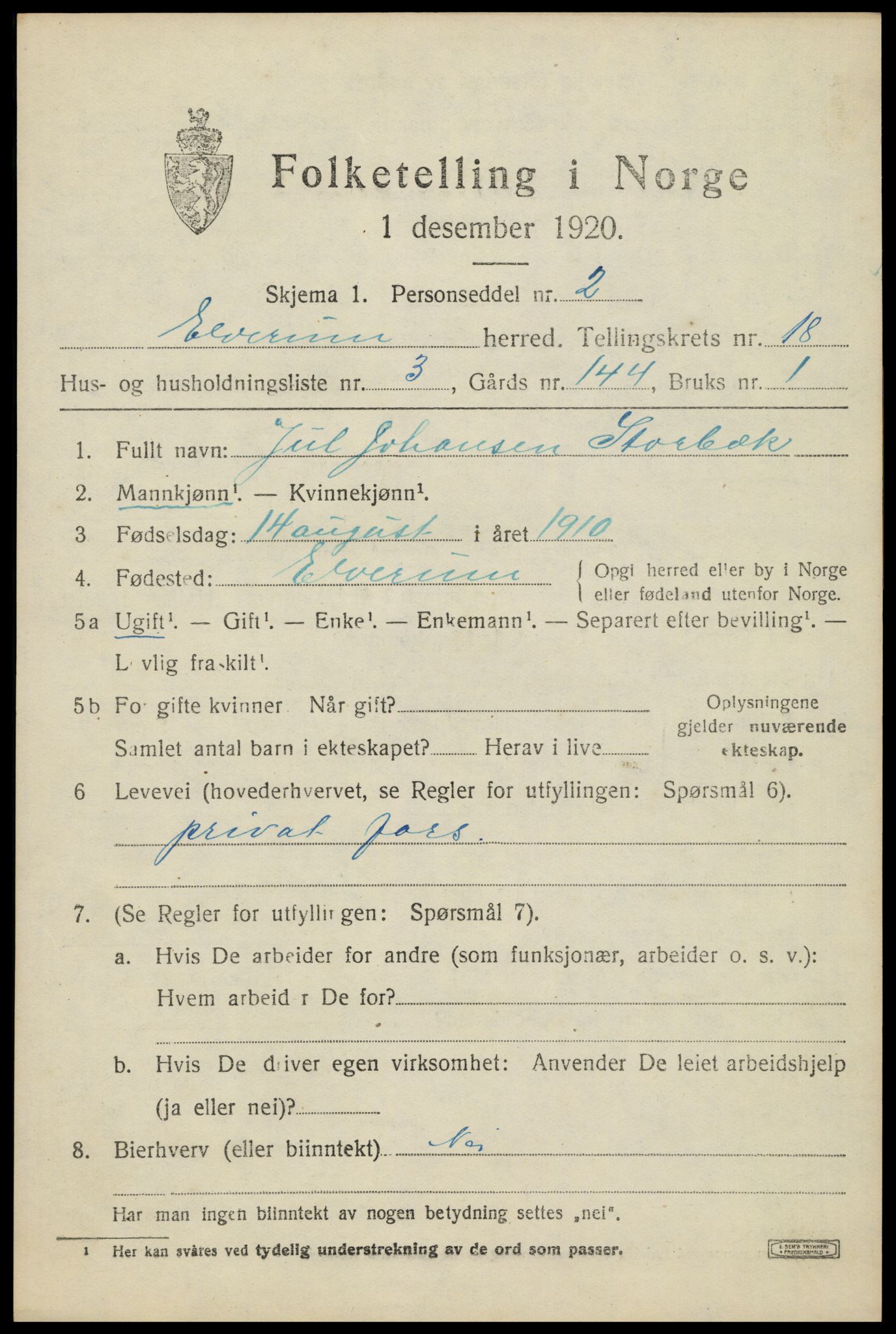 SAH, Folketelling 1920 for 0427 Elverum herred, 1920, s. 22098