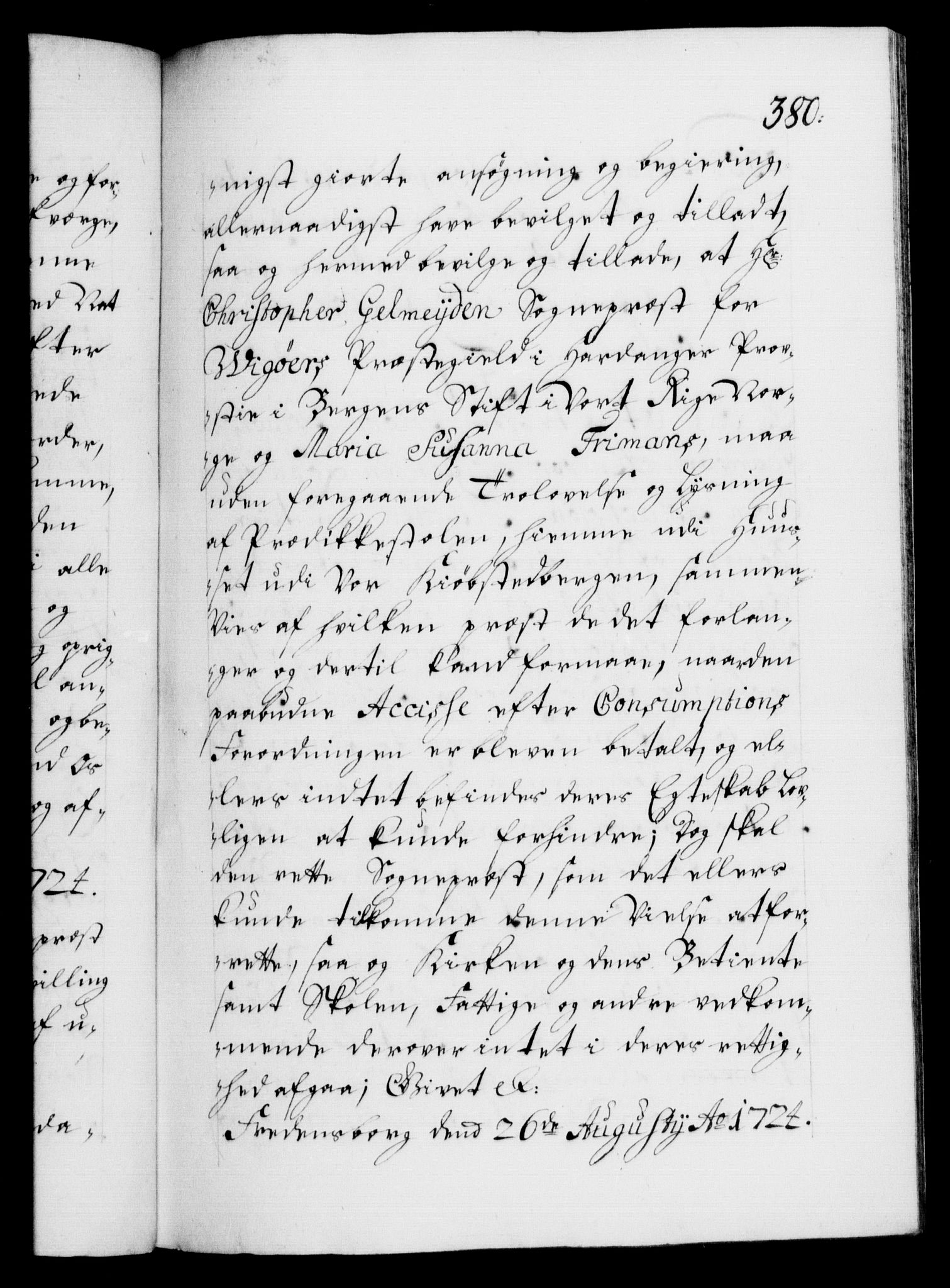 Danske Kanselli 1572-1799, AV/RA-EA-3023/F/Fc/Fca/Fcaa/L0024: Norske registre, 1723-1725, s. 380a