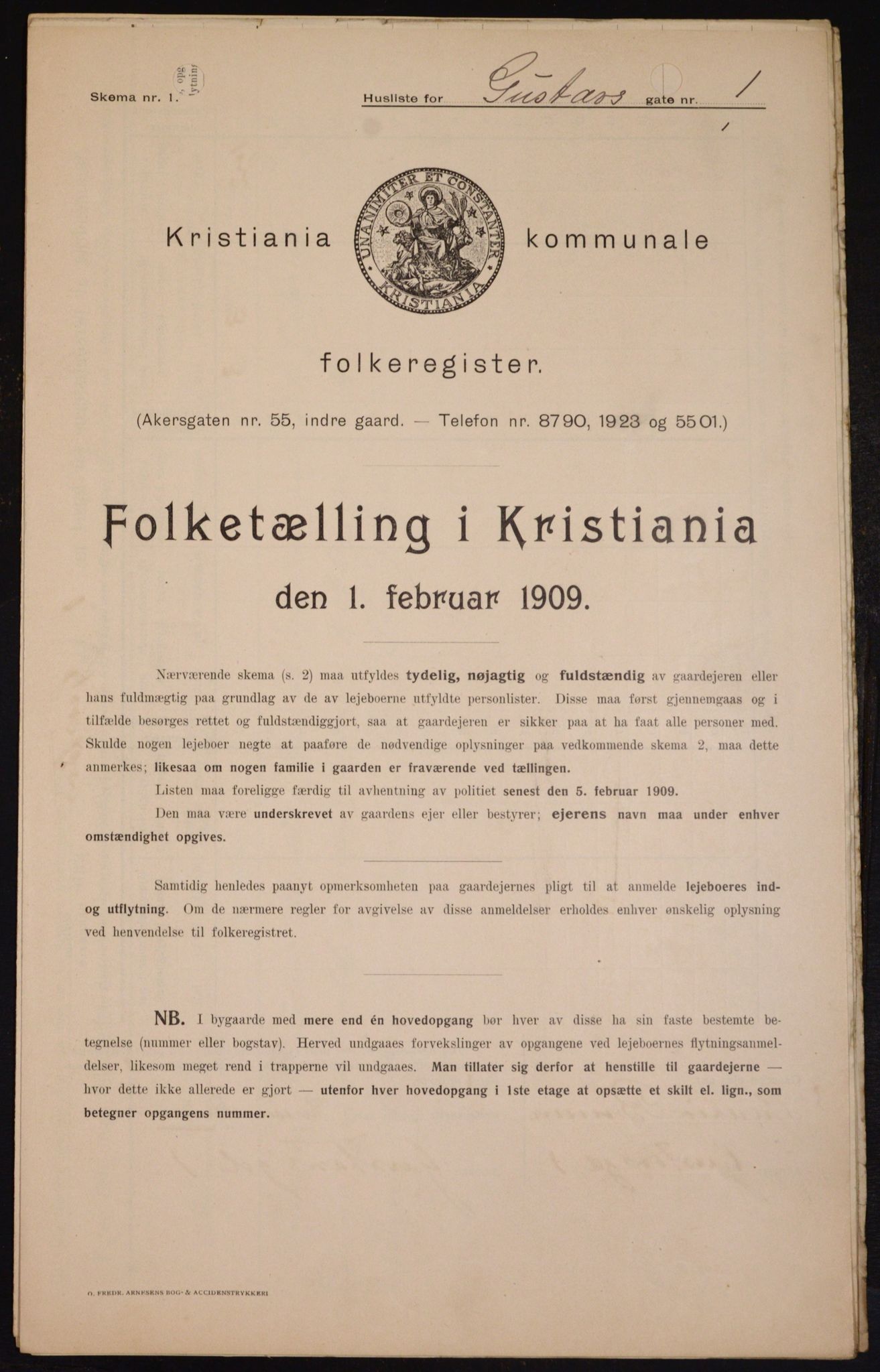 OBA, Kommunal folketelling 1.2.1909 for Kristiania kjøpstad, 1909, s. 29542