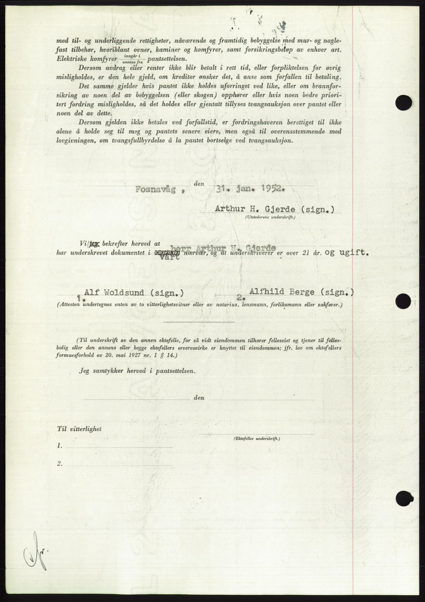 Søre Sunnmøre sorenskriveri, AV/SAT-A-4122/1/2/2C/L0121: Pantebok nr. 9B, 1951-1952, Dagboknr: 215/1952