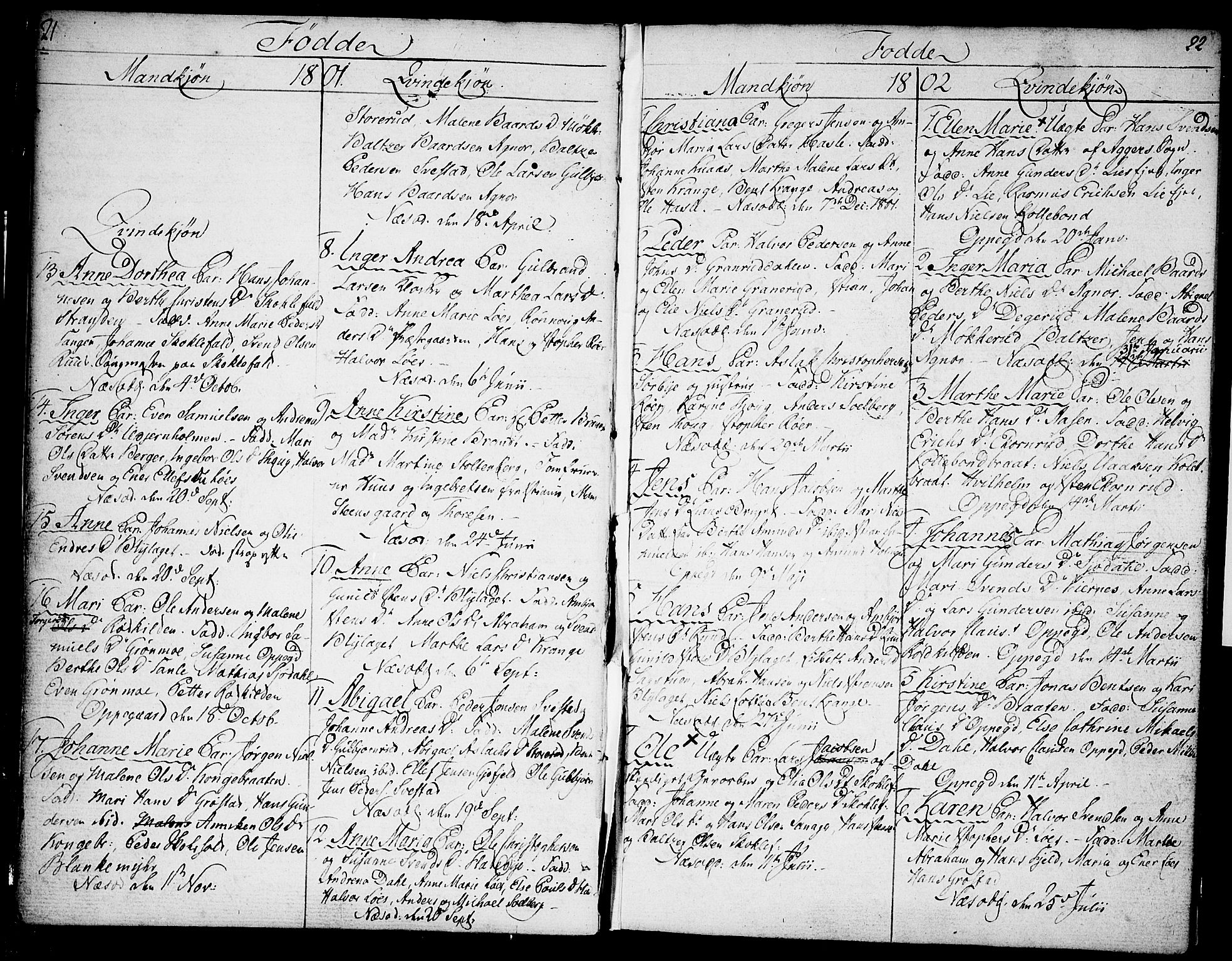 Nesodden prestekontor Kirkebøker, AV/SAO-A-10013/F/Fa/L0005: Ministerialbok nr. I 5, 1793-1814, s. 21-22