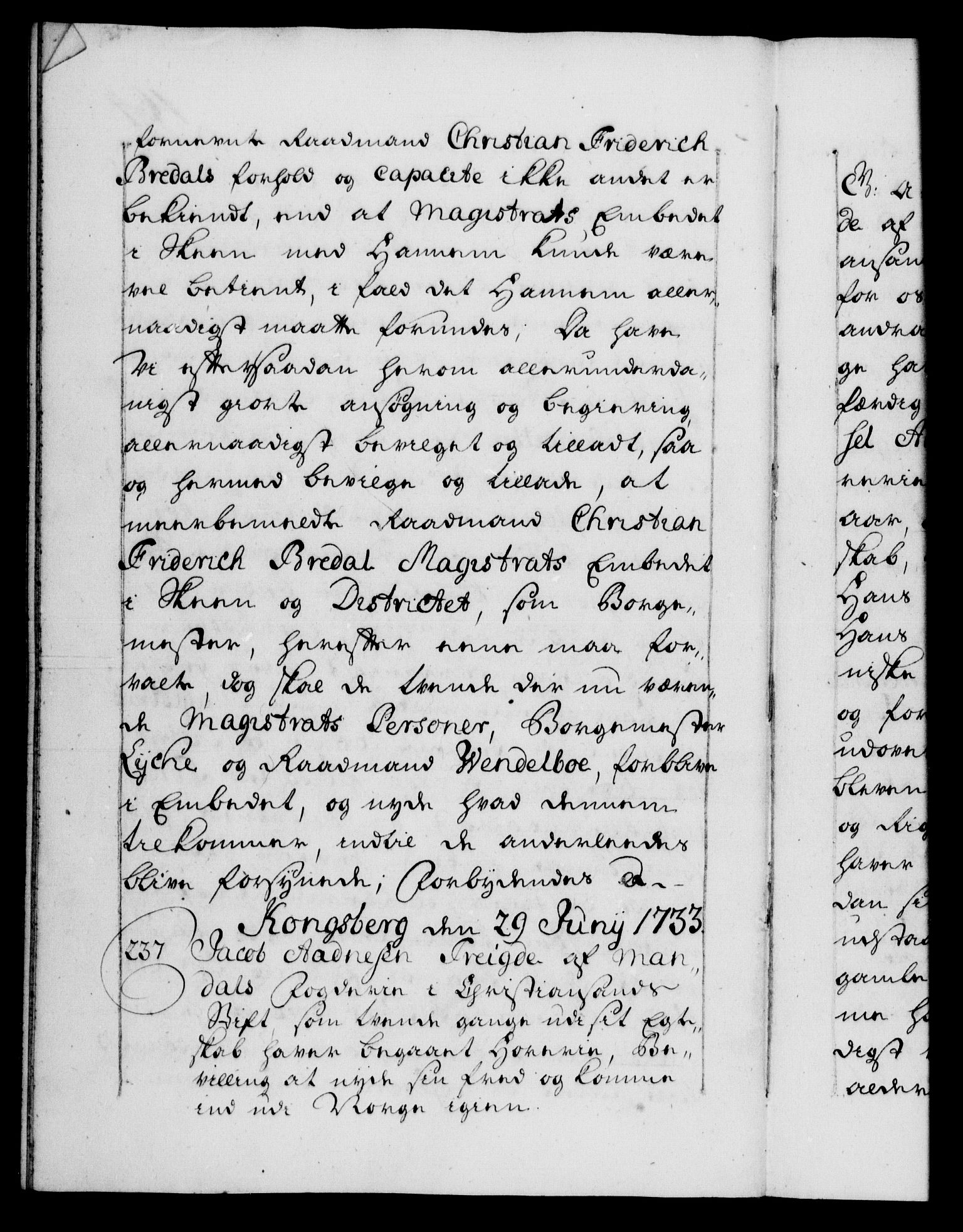 Danske Kanselli 1572-1799, AV/RA-EA-3023/F/Fc/Fca/Fcaa/L0028: Norske registre, 1733-1734, s. 164b
