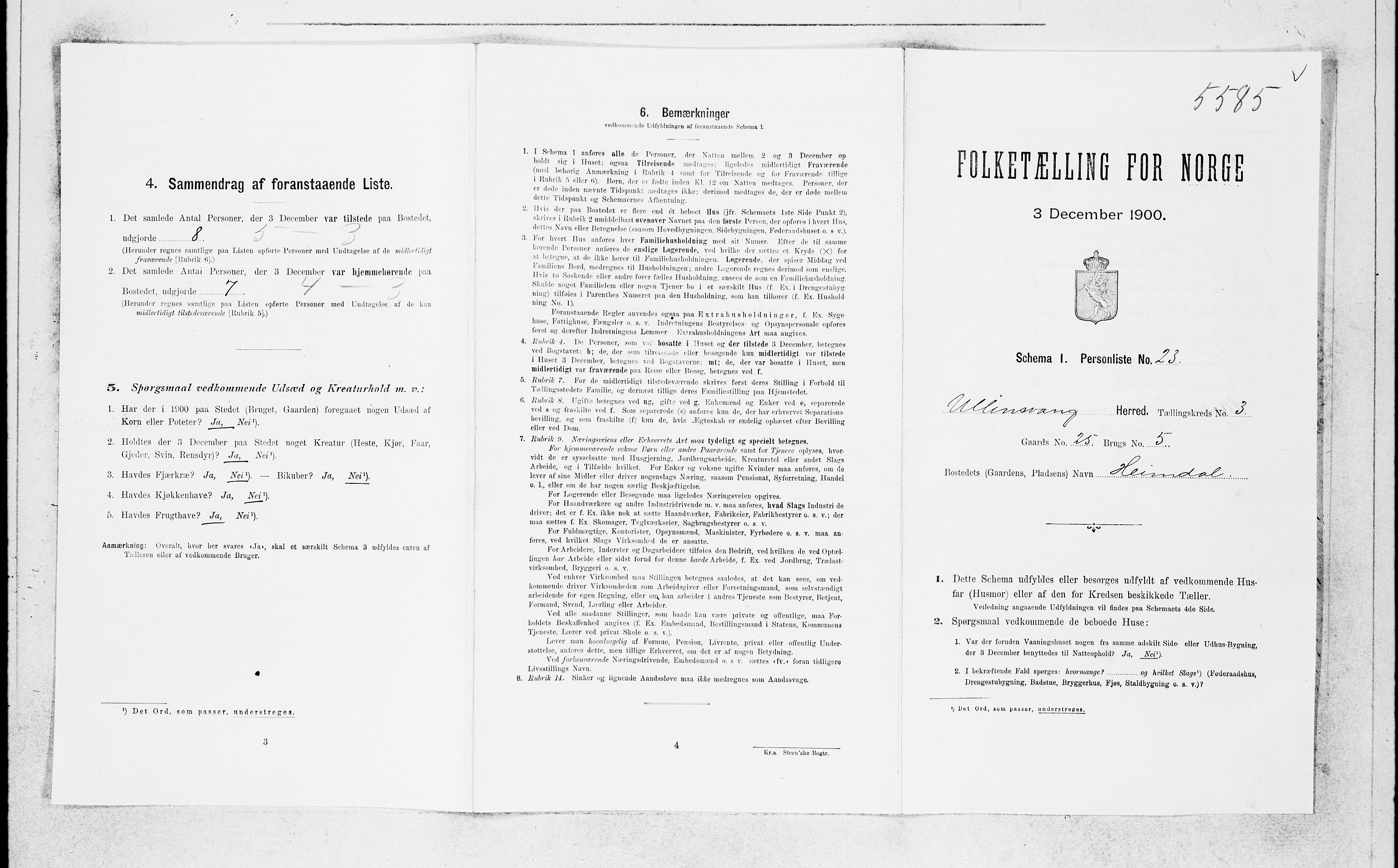 SAB, Folketelling 1900 for 1230 Ullensvang herred, 1900, s. 379