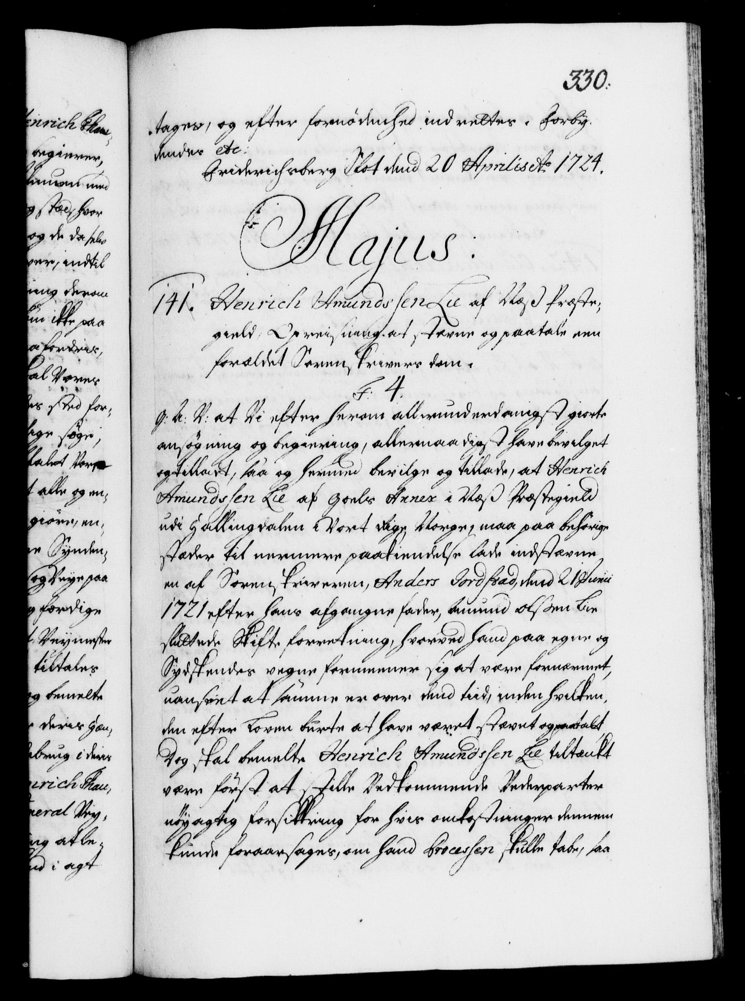 Danske Kanselli 1572-1799, AV/RA-EA-3023/F/Fc/Fca/Fcaa/L0024: Norske registre, 1723-1725, s. 330a