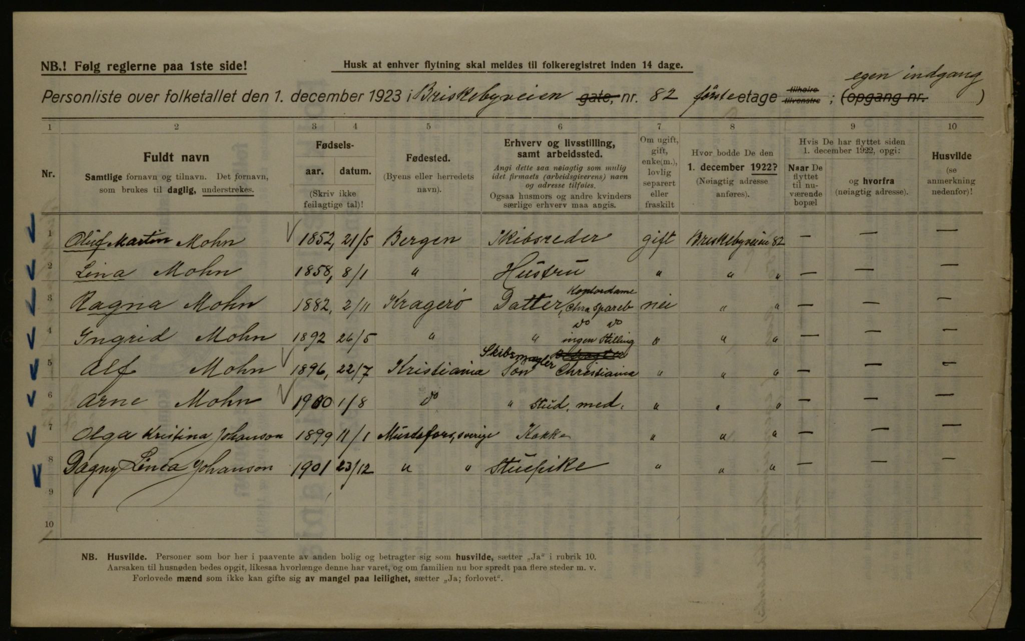 OBA, Kommunal folketelling 1.12.1923 for Kristiania, 1923, s. 10683