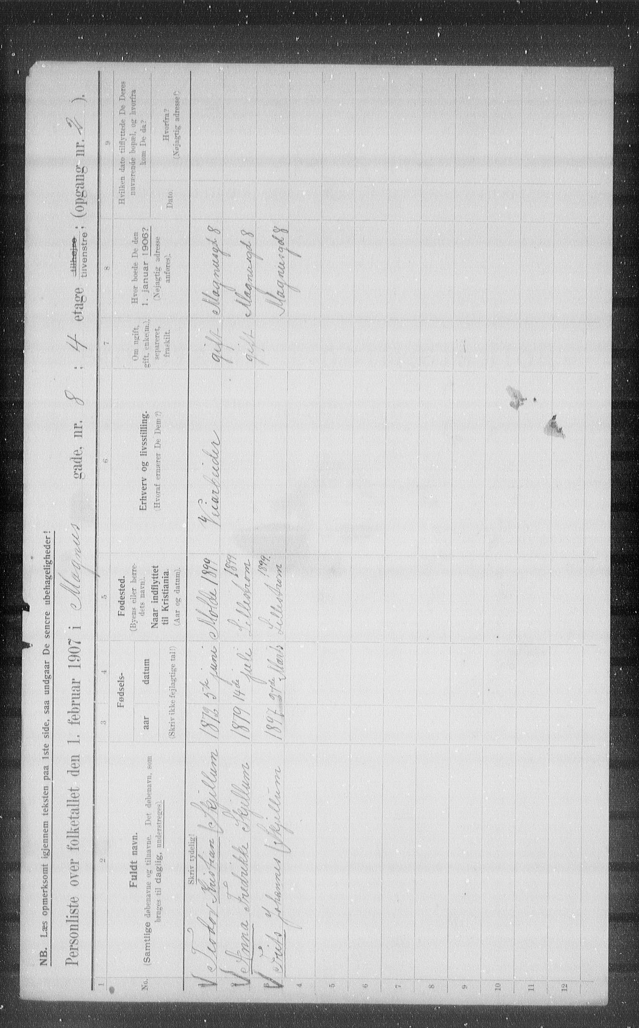 OBA, Kommunal folketelling 1.2.1907 for Kristiania kjøpstad, 1907, s. 30398