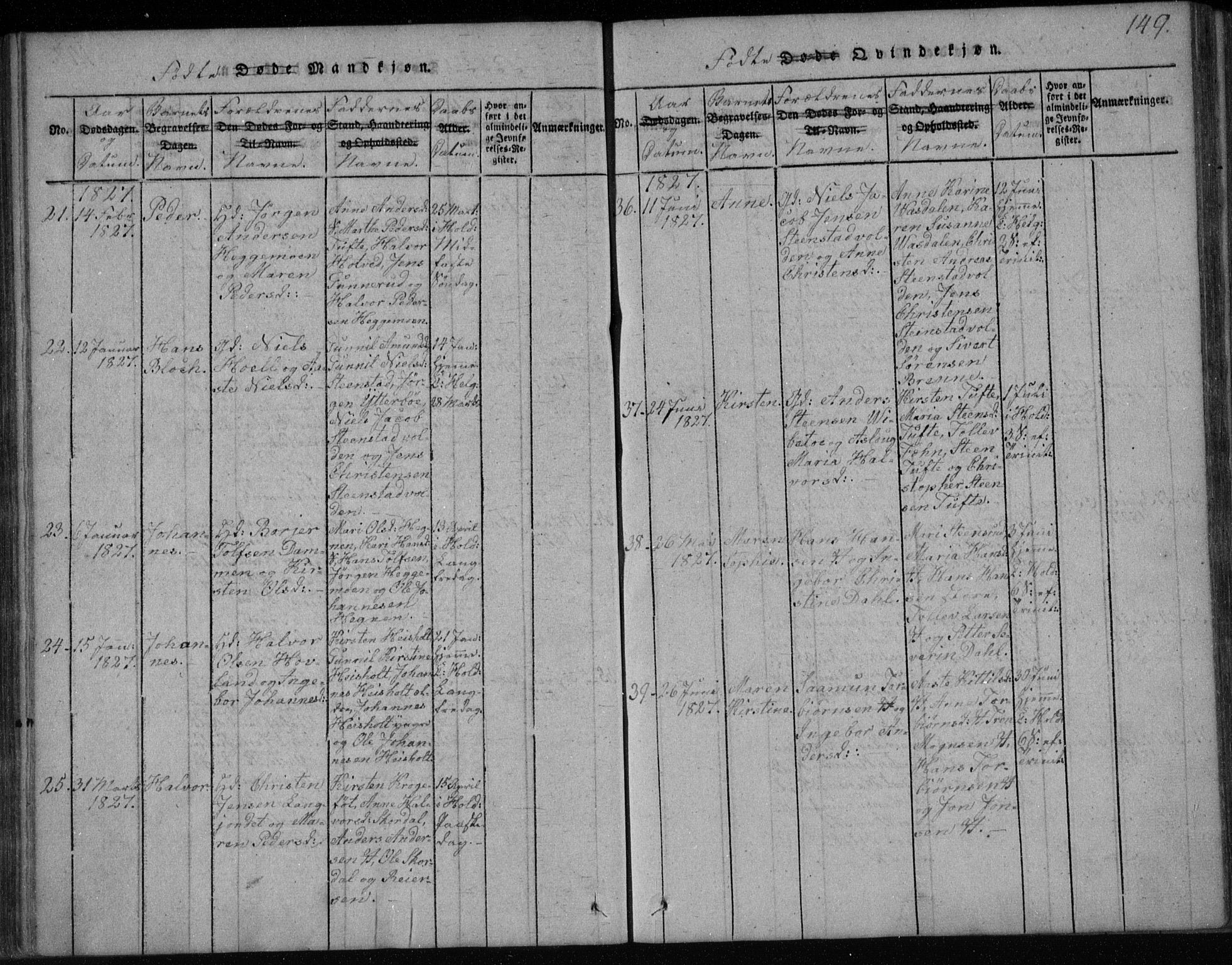 Holla kirkebøker, AV/SAKO-A-272/F/Fa/L0003: Ministerialbok nr. 3, 1815-1830, s. 149