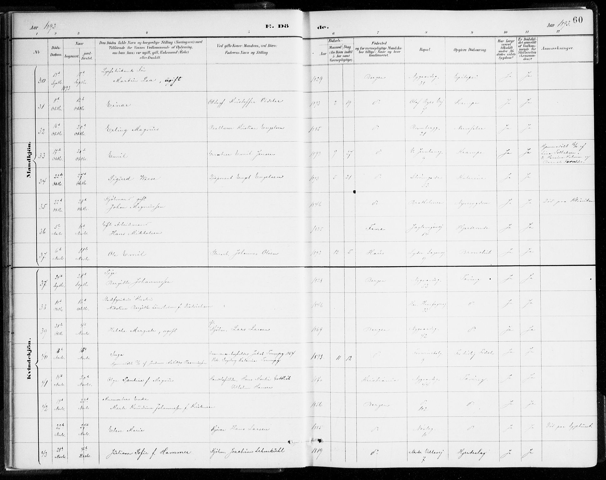 Johanneskirken sokneprestembete, AV/SAB-A-76001/H/Haa/L0019: Ministerialbok nr. E 1, 1885-1915, s. 60