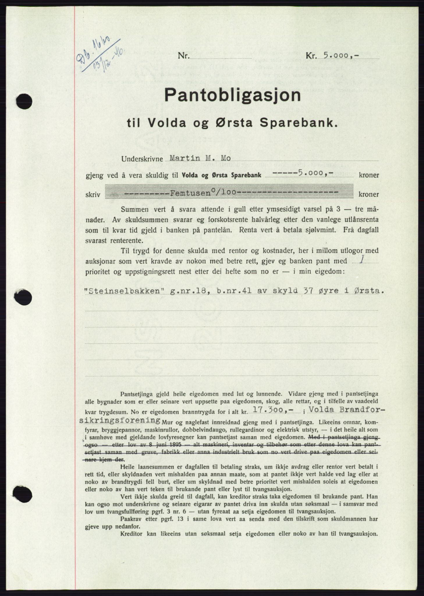 Søre Sunnmøre sorenskriveri, AV/SAT-A-4122/1/2/2C/L0114: Pantebok nr. 1-2B, 1943-1947, Dagboknr: 1660/1946