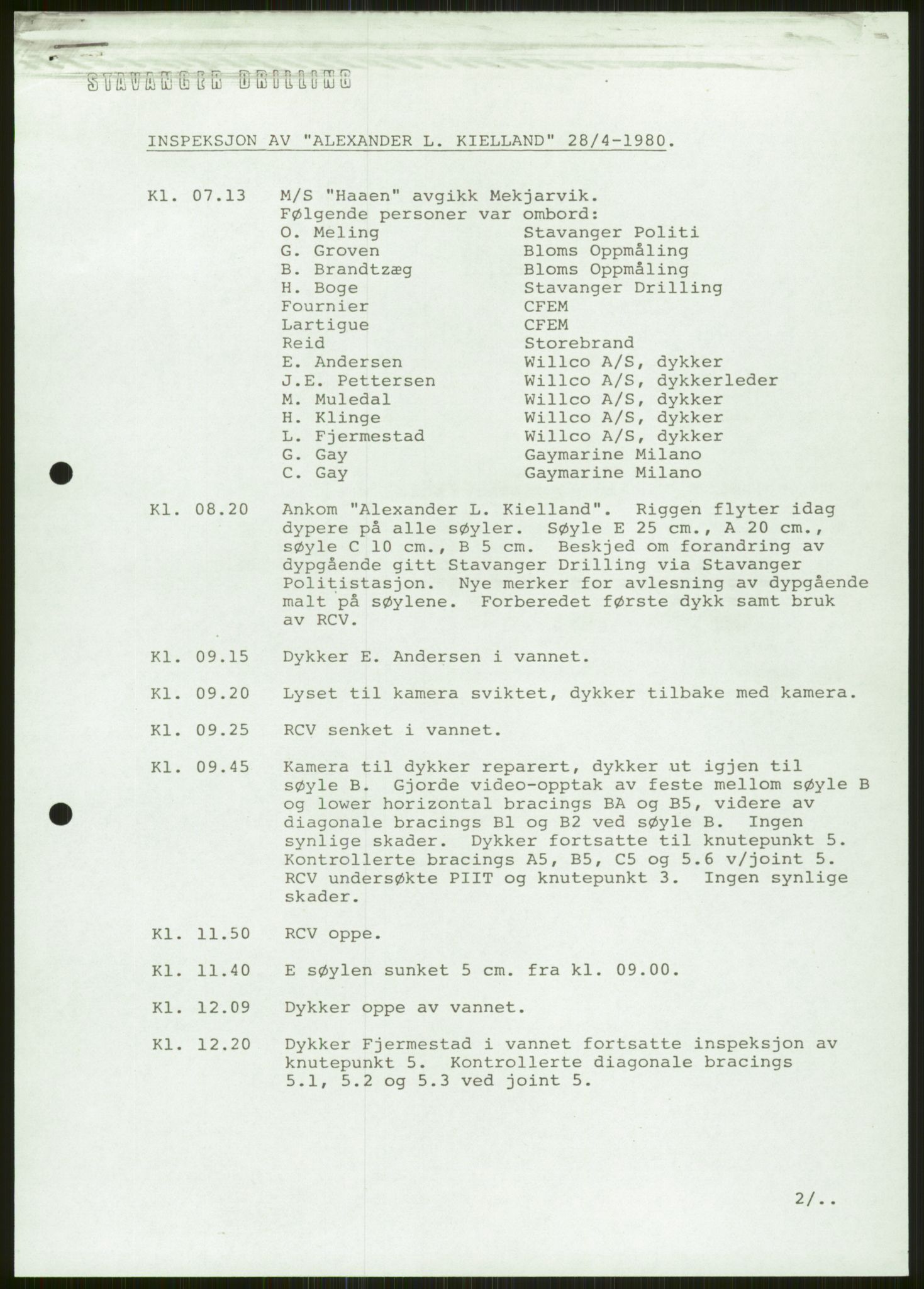 Justisdepartementet, Granskningskommisjonen ved Alexander Kielland-ulykken 27.3.1980, AV/RA-S-1165/D/L0006: A Alexander L. Kielland (Doku.liste + A3-A6, A11-A13, A18-A20-A21, A23, A31 av 31)/Dykkerjournaler, 1980-1981, s. 114