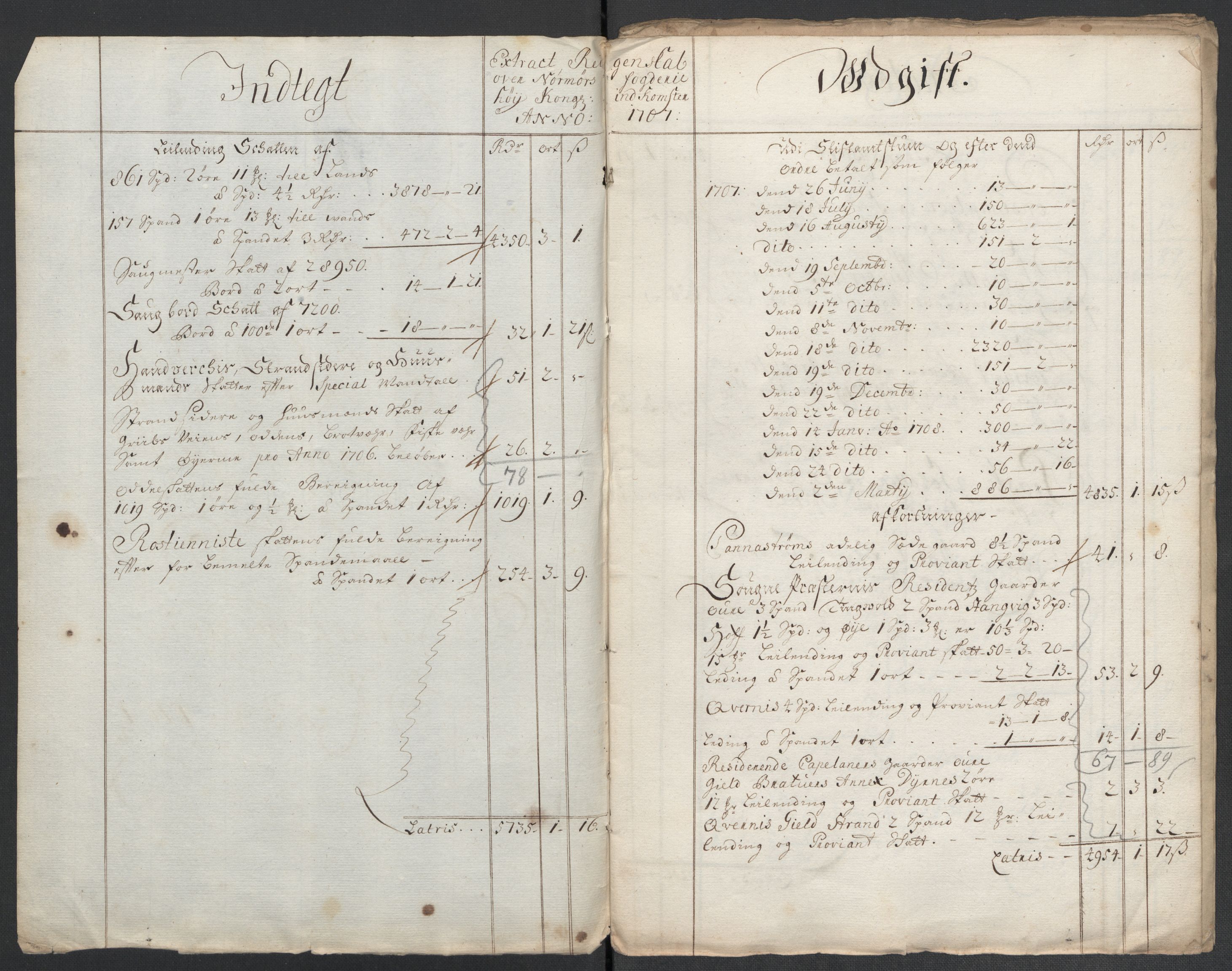 Rentekammeret inntil 1814, Reviderte regnskaper, Fogderegnskap, RA/EA-4092/R56/L3742: Fogderegnskap Nordmøre, 1706-1707, s. 166