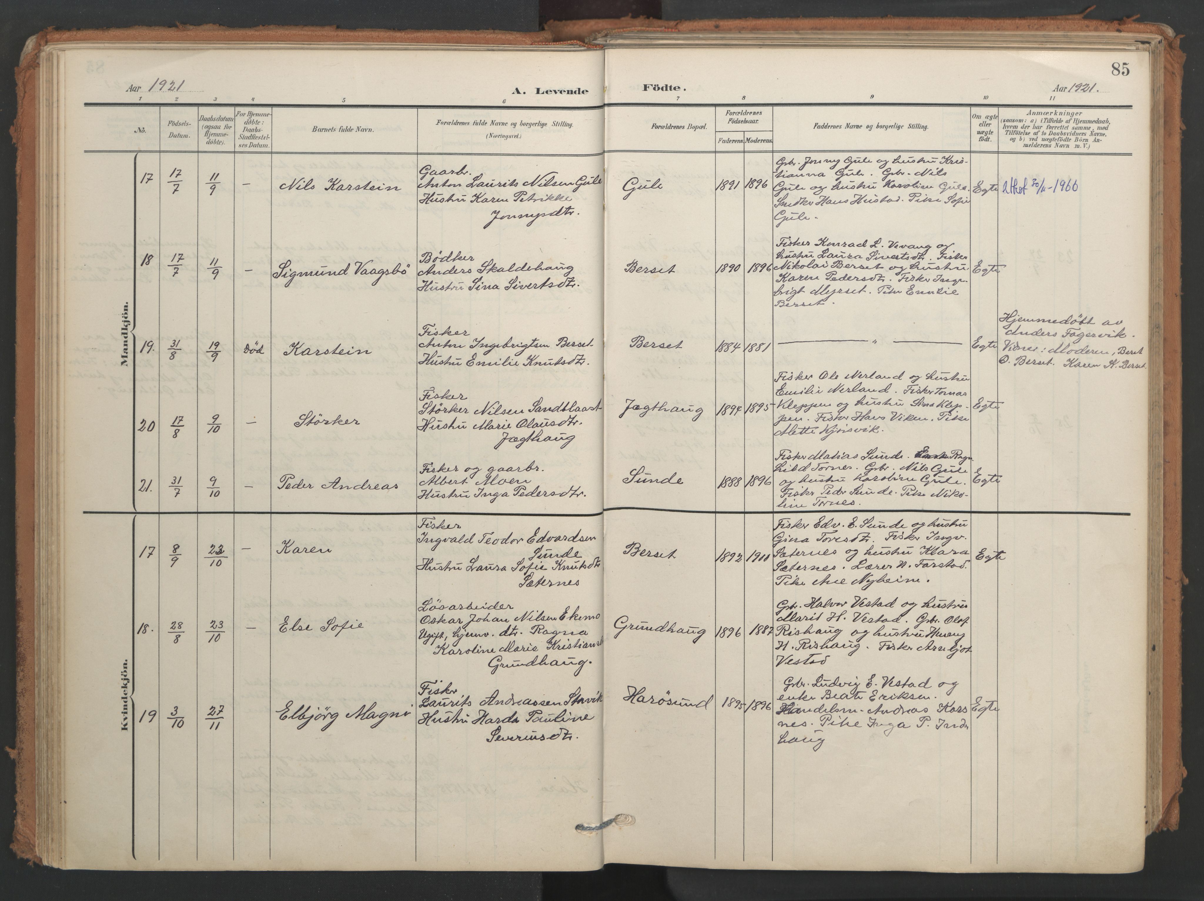 Ministerialprotokoller, klokkerbøker og fødselsregistre - Møre og Romsdal, AV/SAT-A-1454/566/L0771: Ministerialbok nr. 566A10, 1904-1929, s. 85