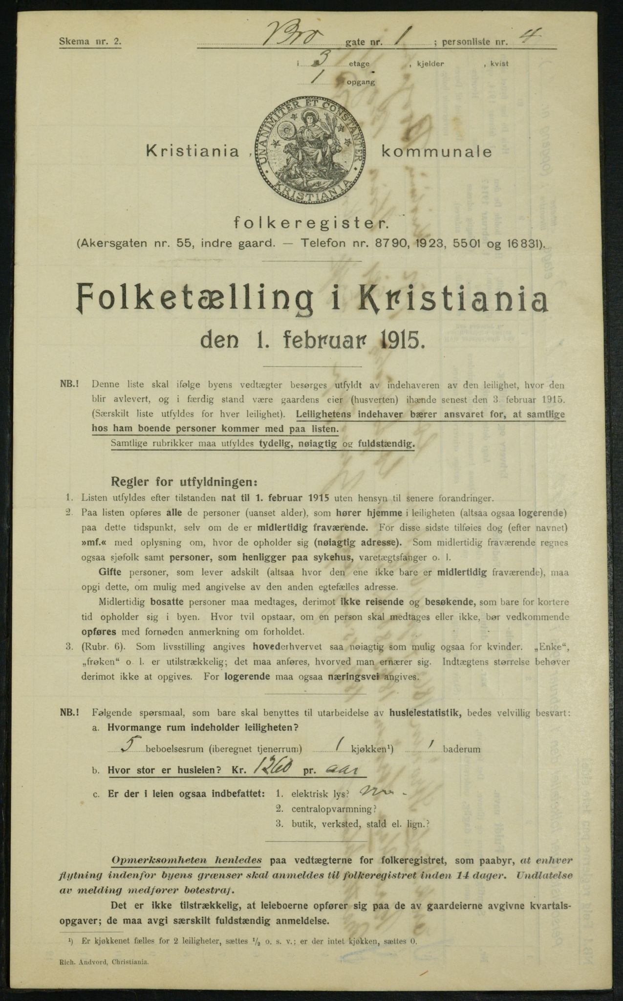 OBA, Kommunal folketelling 1.2.1915 for Kristiania, 1915, s. 9616