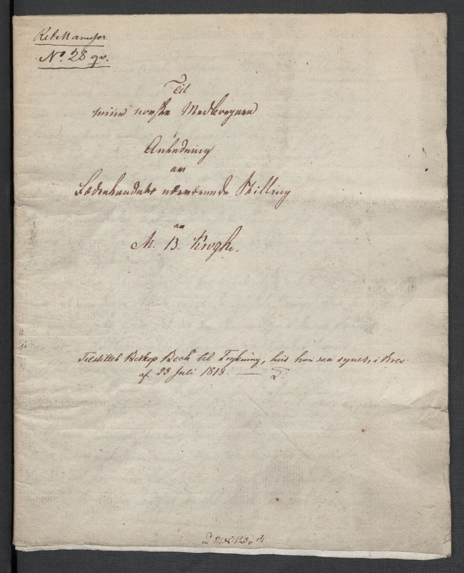 Manuskriptsamlingen, RA/EA-3667/G/L0028: Krogh, Matthias Bonsach (biskop); Til mine norske medborgere i anledning av fedrelandets nåværende stilling, 1813, s. 2