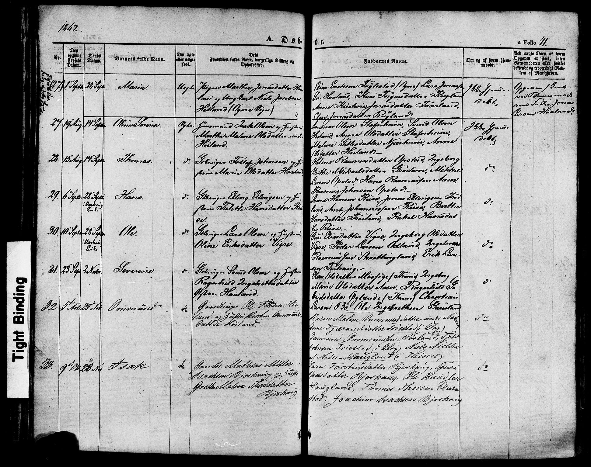 Hå sokneprestkontor, AV/SAST-A-101801/001/30BA/L0008: Ministerialbok nr. A 7, 1853-1878, s. 41