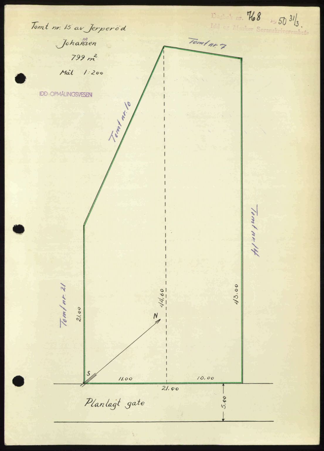 Idd og Marker sorenskriveri, AV/SAO-A-10283/G/Gb/Gbb/L0014: Pantebok nr. A14, 1950-1950, Dagboknr: 768/1950