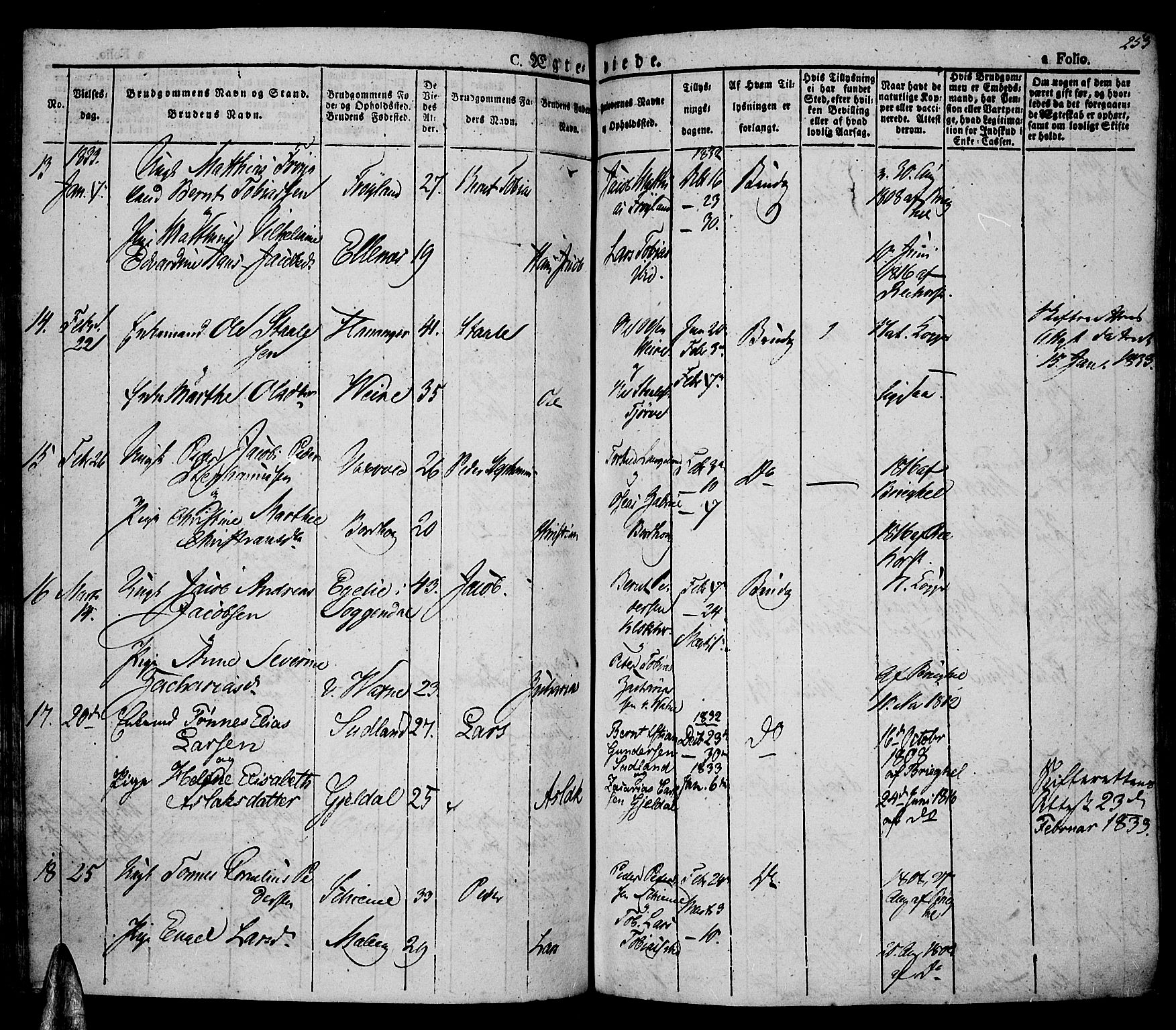 Lista sokneprestkontor, AV/SAK-1111-0027/F/Fa/L0008: Ministerialbok nr. A 8, 1823-1835, s. 253