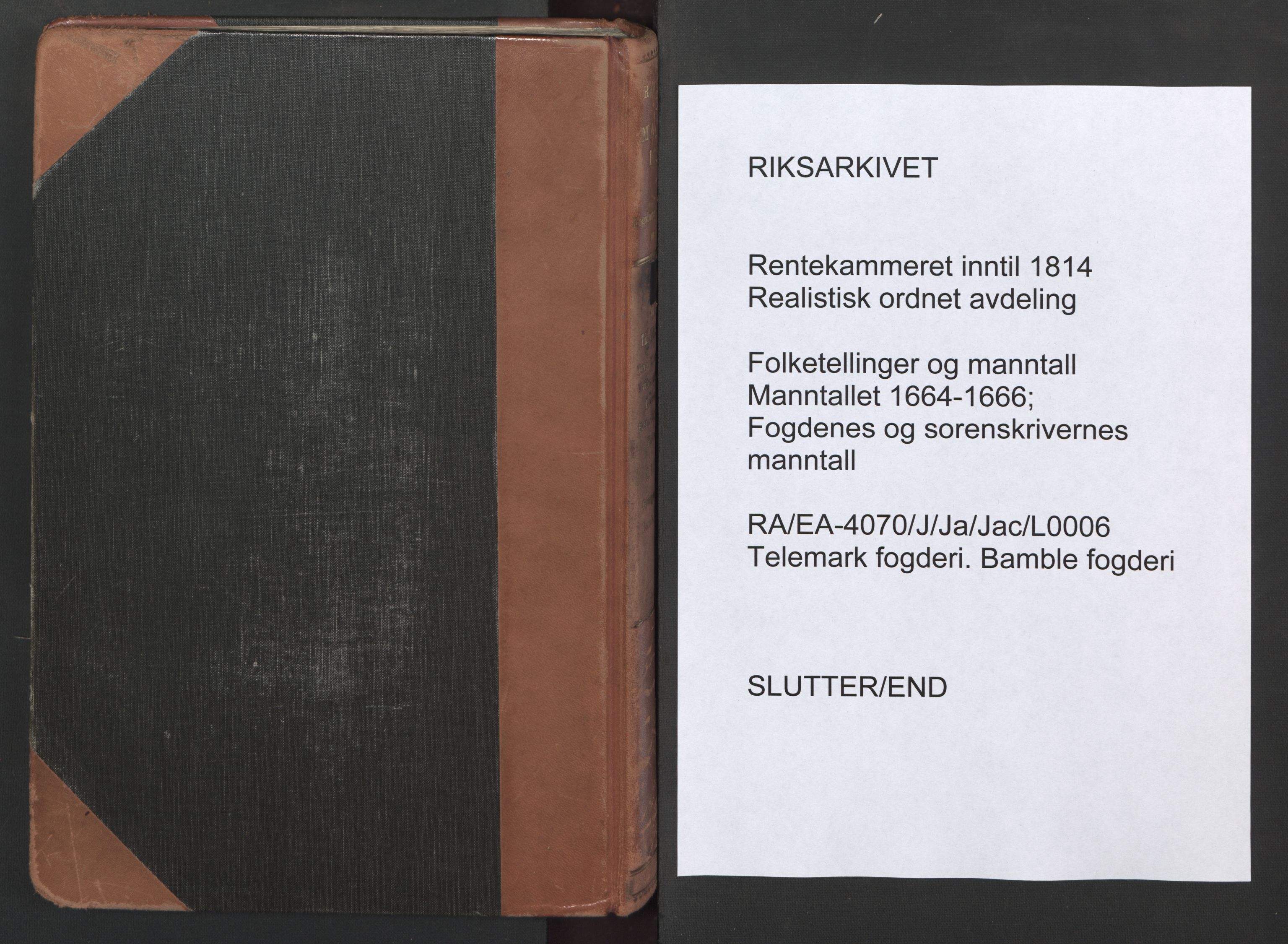 RA, Fogdenes og sorenskrivernes manntall 1664-1666, nr. 6: Øvre og Nedre Telemark fogderi og Bamble fogderi , 1664