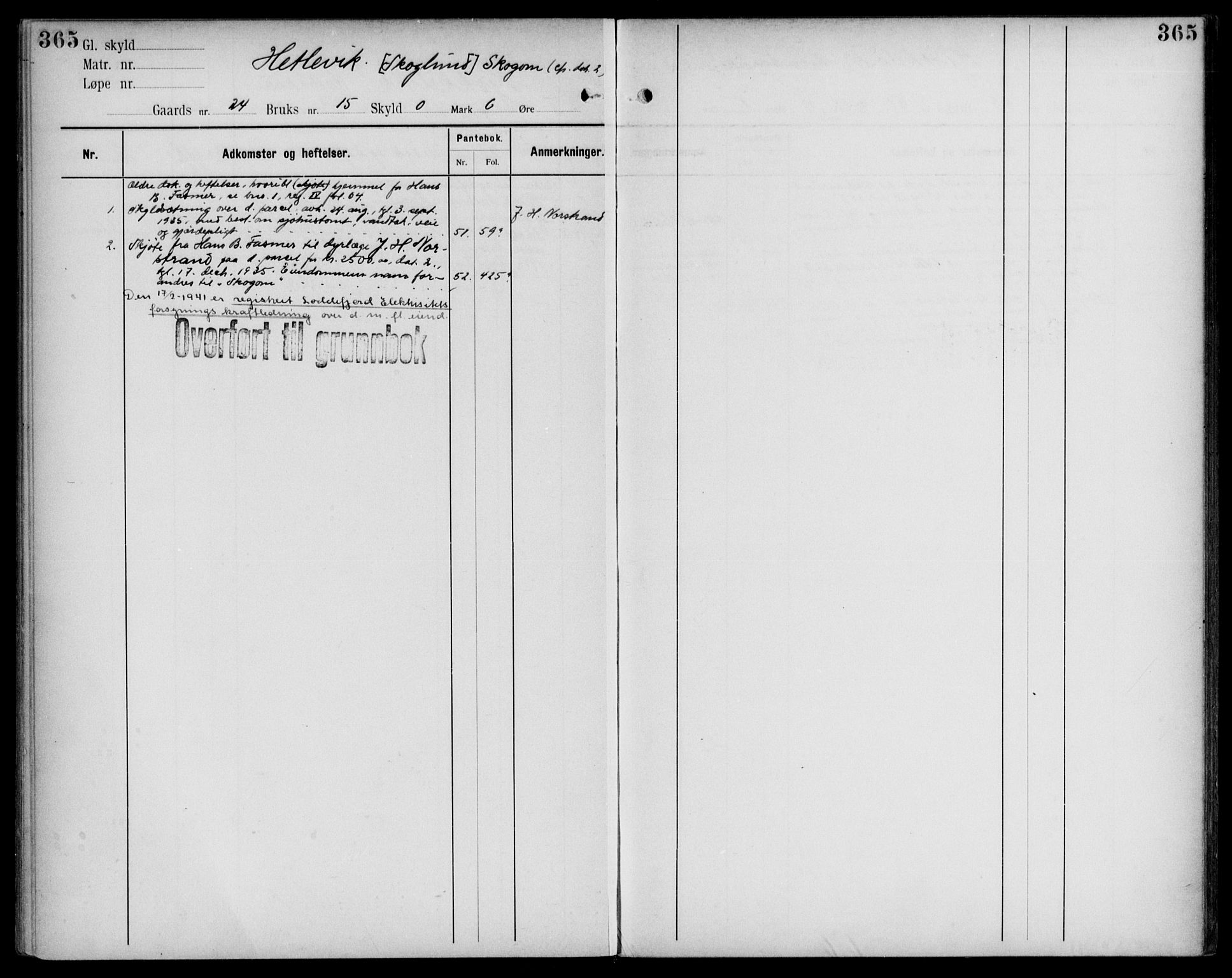 Midhordland sorenskriveri, AV/SAB-A-3001/1/G/Ga/Gab/L0109: Panteregister nr. II.A.b.109, s. 365