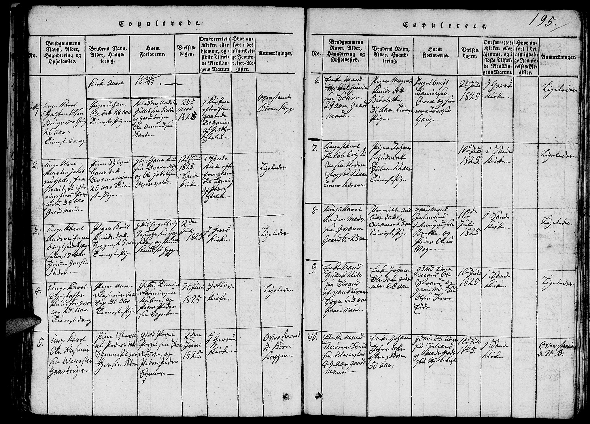 Ministerialprotokoller, klokkerbøker og fødselsregistre - Møre og Romsdal, SAT/A-1454/503/L0046: Klokkerbok nr. 503C01, 1816-1842, s. 195