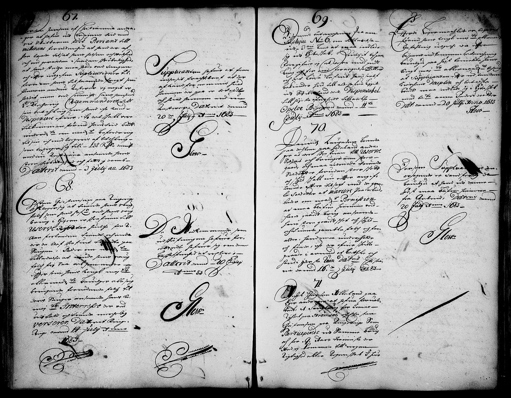Stattholderembetet 1572-1771, AV/RA-EA-2870/Ad/L0004: Supplikasjons- og resolusjonsprotokoll, 1683-1691, s. 20b-21a