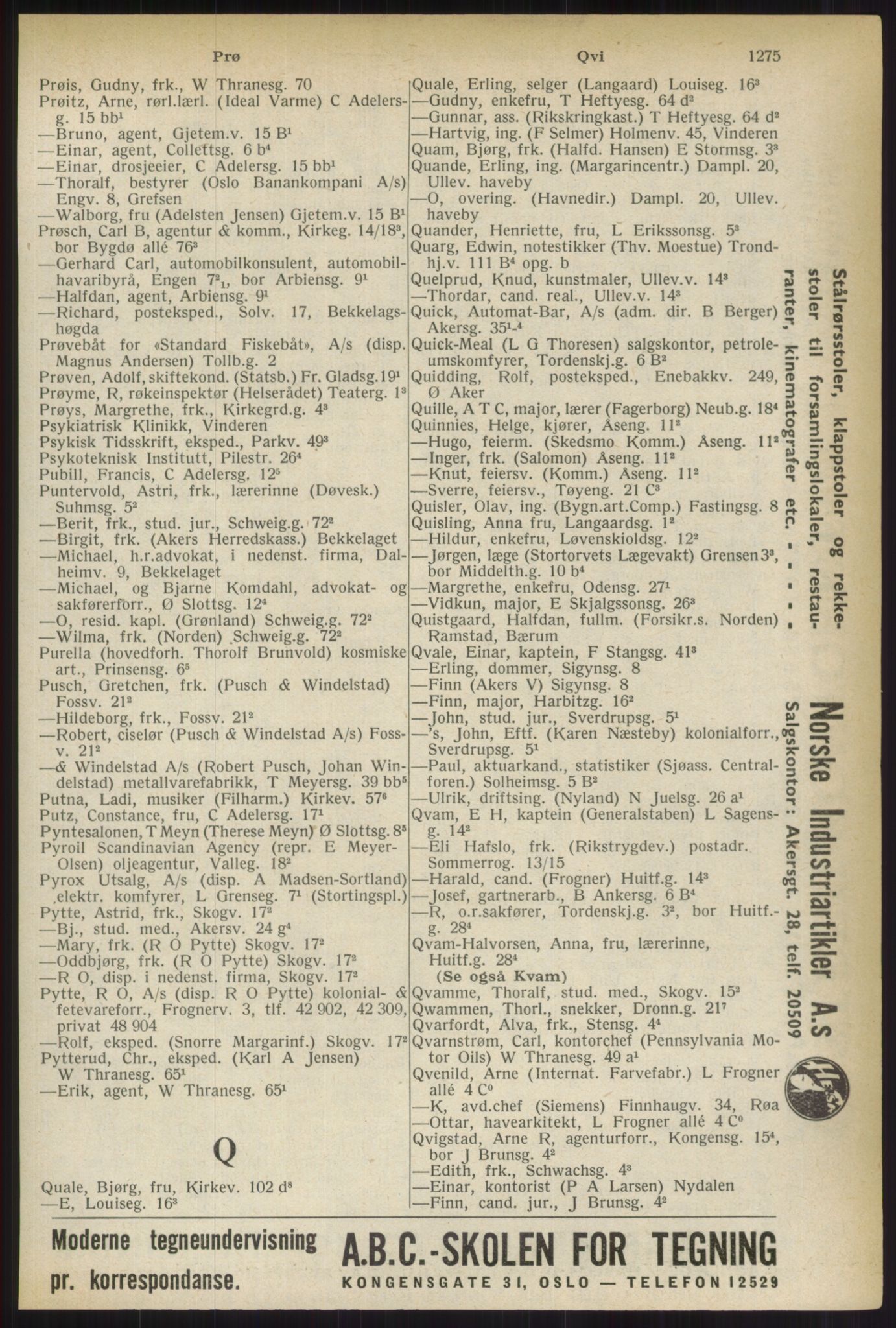 Kristiania/Oslo adressebok, PUBL/-, 1937, s. 1275