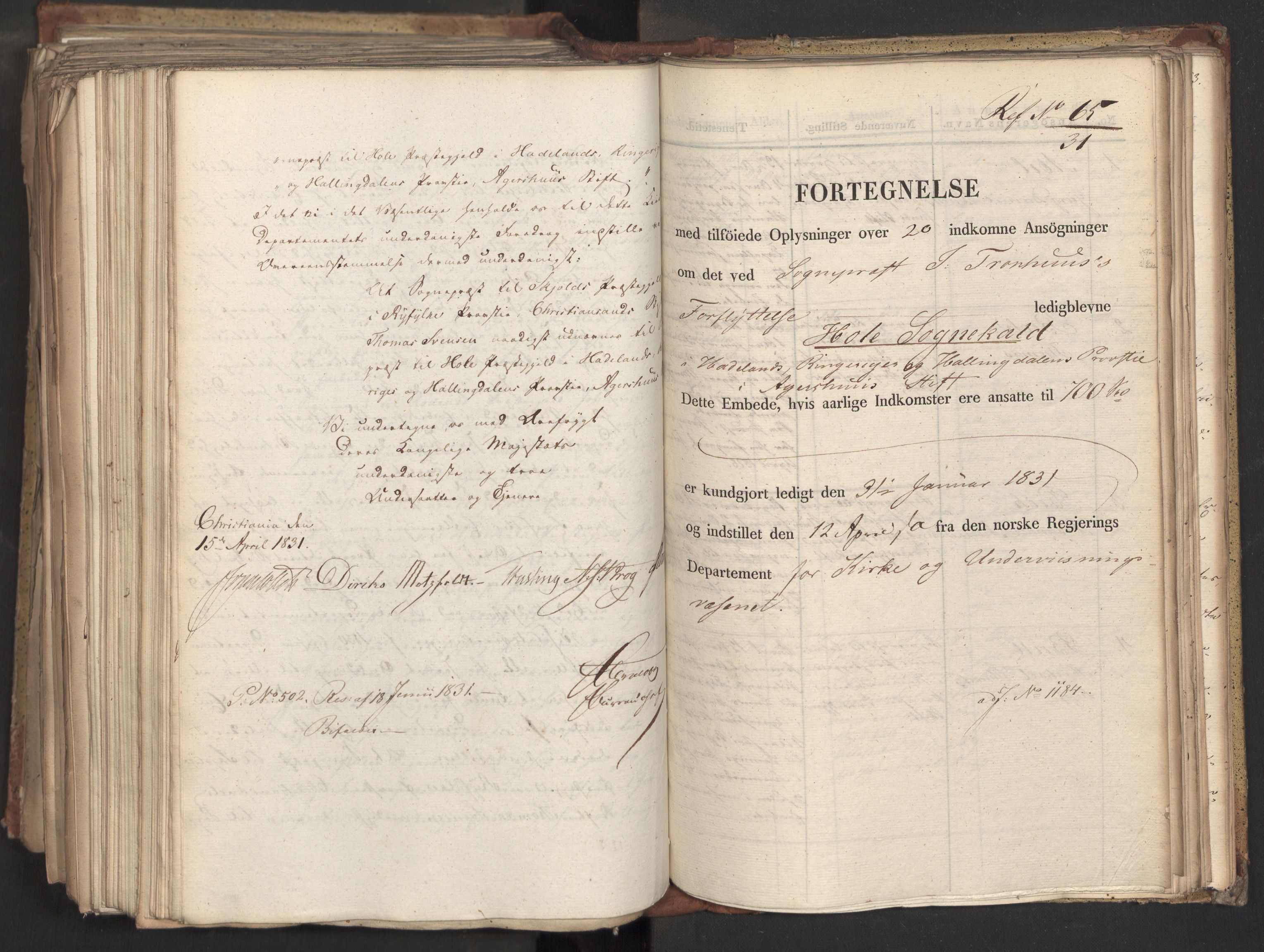 Statsrådsavdelingen i Stockholm, RA/S-1003/D/Da/L0070: Regjeringsinnstillinger nr. 1047-1221, 1831, s. 511