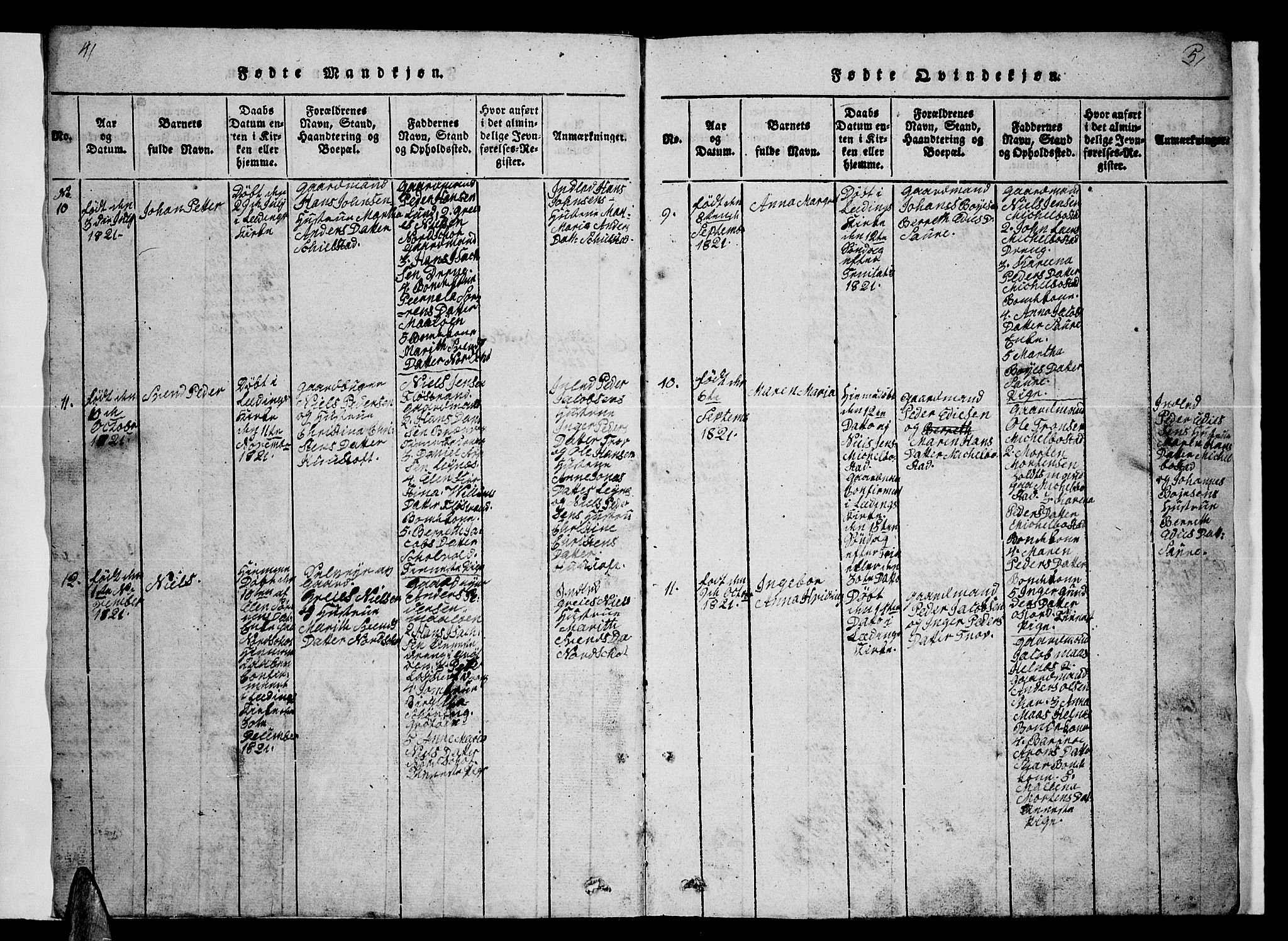 Ministerialprotokoller, klokkerbøker og fødselsregistre - Nordland, AV/SAT-A-1459/857/L0826: Klokkerbok nr. 857C01, 1821-1852, s. 4-5