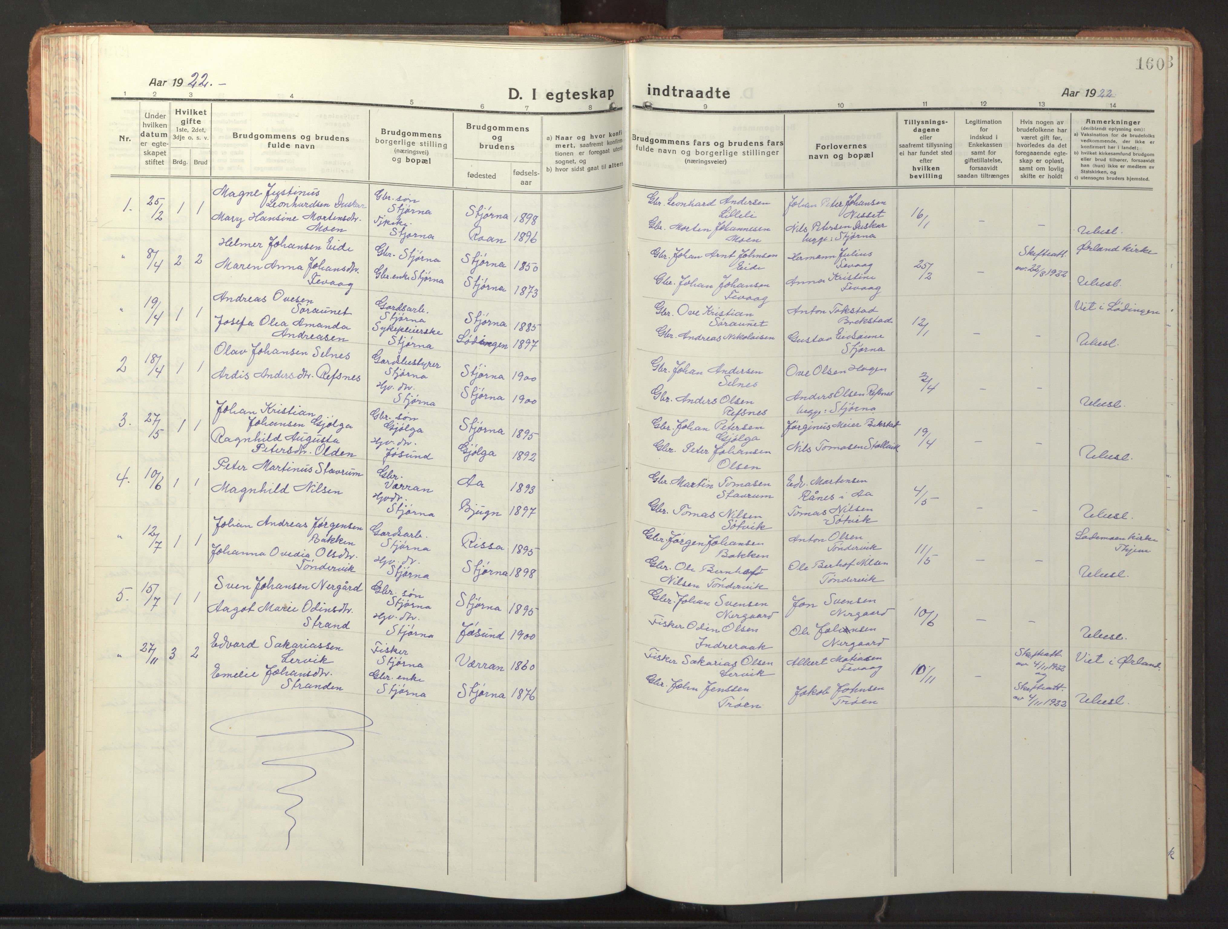 Ministerialprotokoller, klokkerbøker og fødselsregistre - Sør-Trøndelag, AV/SAT-A-1456/653/L0658: Klokkerbok nr. 653C02, 1919-1947, s. 160