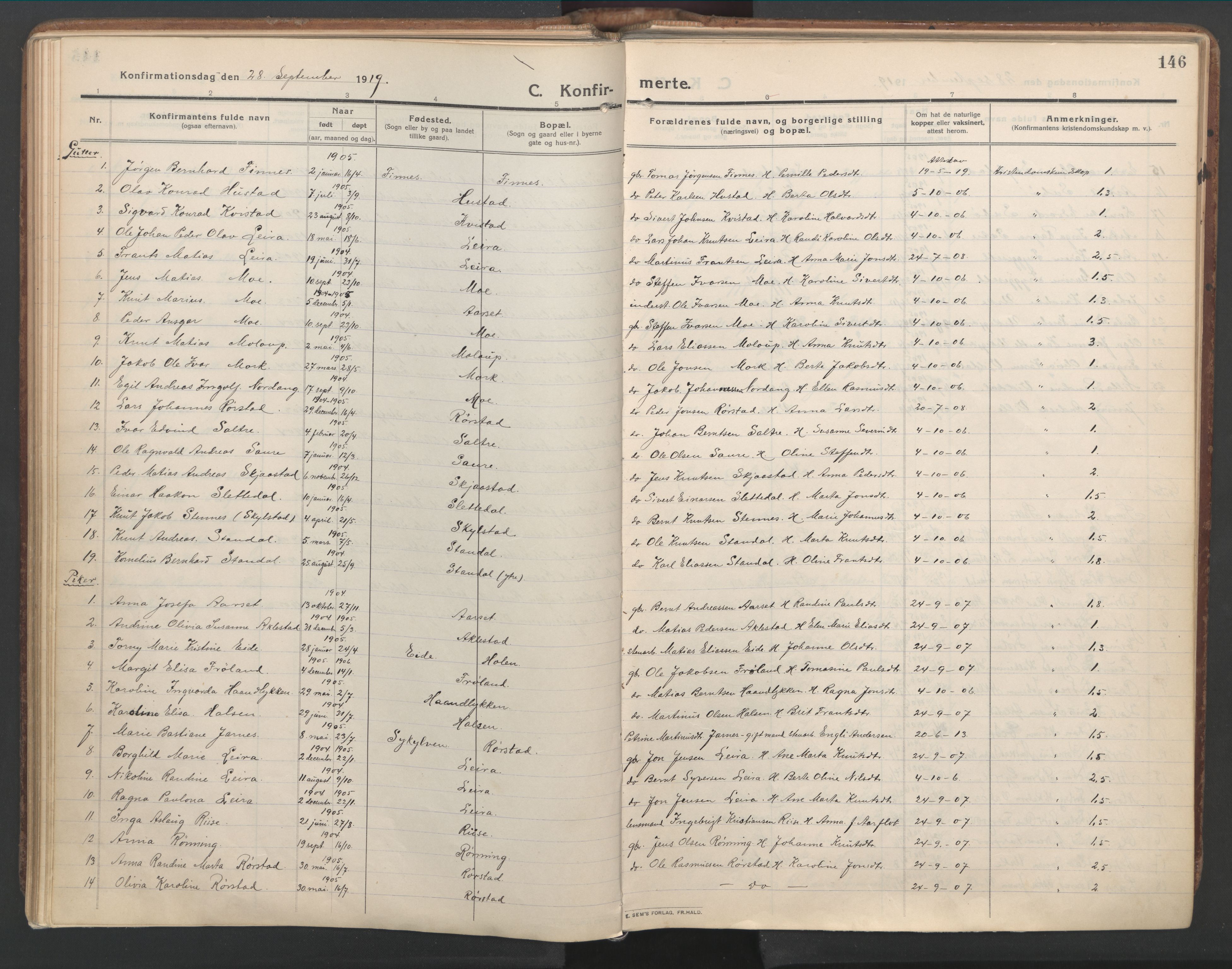 Ministerialprotokoller, klokkerbøker og fødselsregistre - Møre og Romsdal, SAT/A-1454/515/L0212: Ministerialbok nr. 515A08, 1911-1935, s. 146