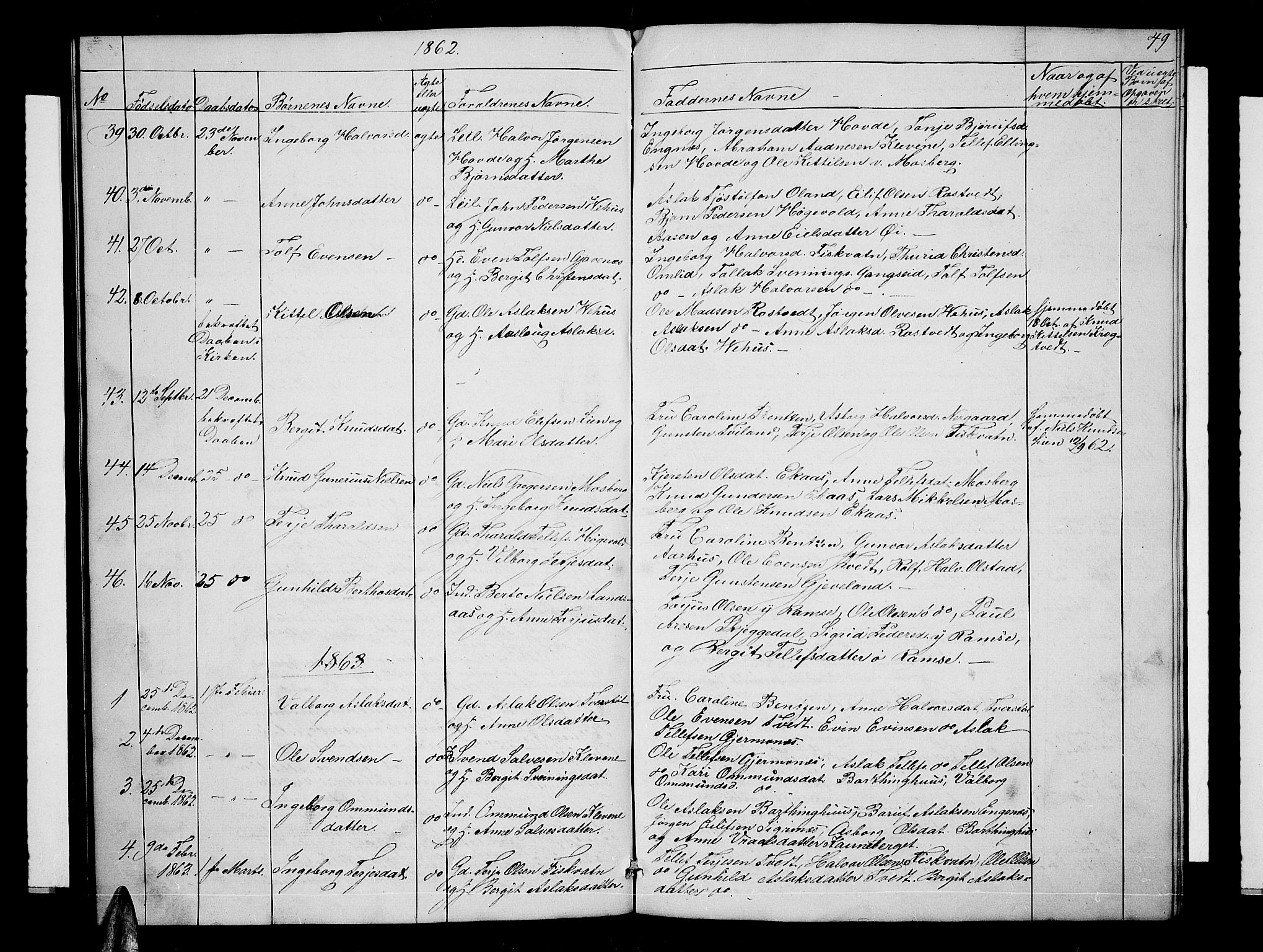 Åmli sokneprestkontor, AV/SAK-1111-0050/F/Fb/Fbc/L0002: Klokkerbok nr. B 2, 1850-1867, s. 49