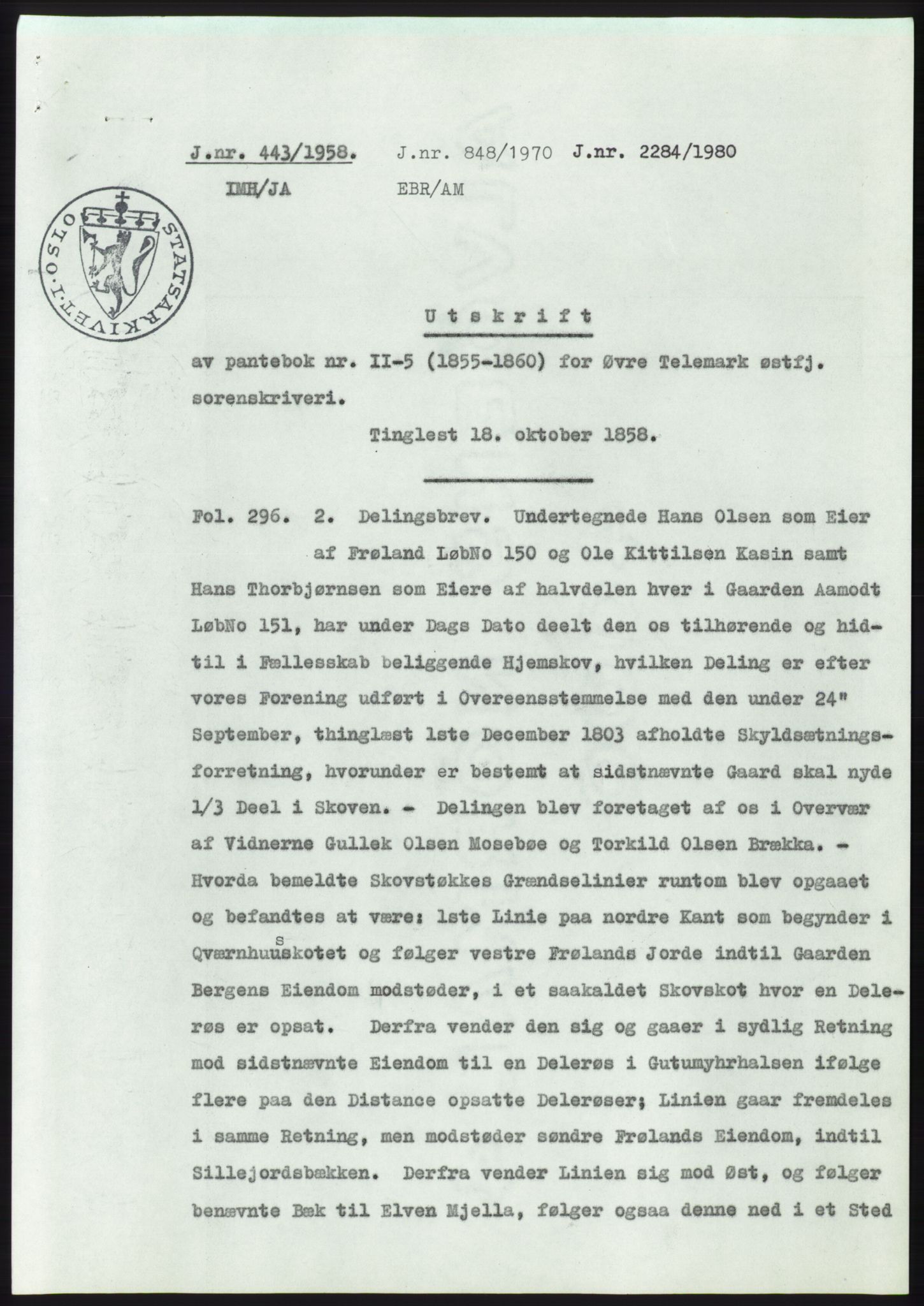 Statsarkivet i Kongsberg, SAKO/A-0001, 1958, s. 313
